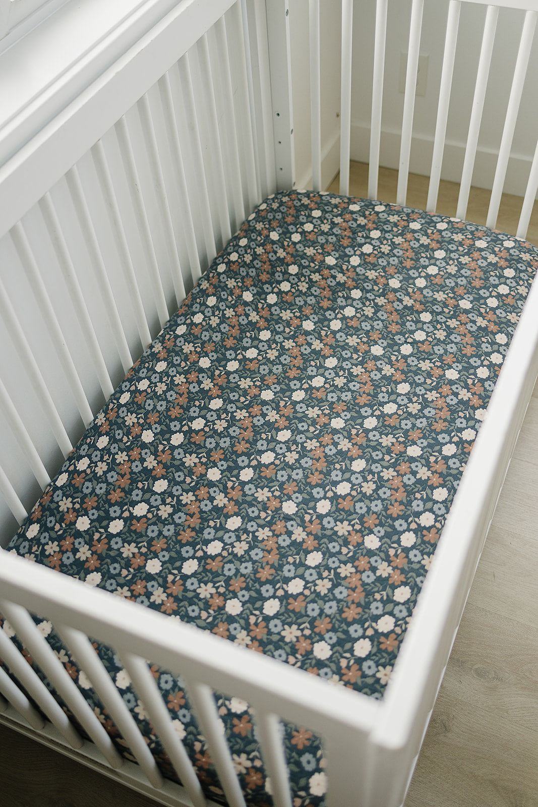 Midnight Floral Muslin Crib Sheet  Mebie Baby   