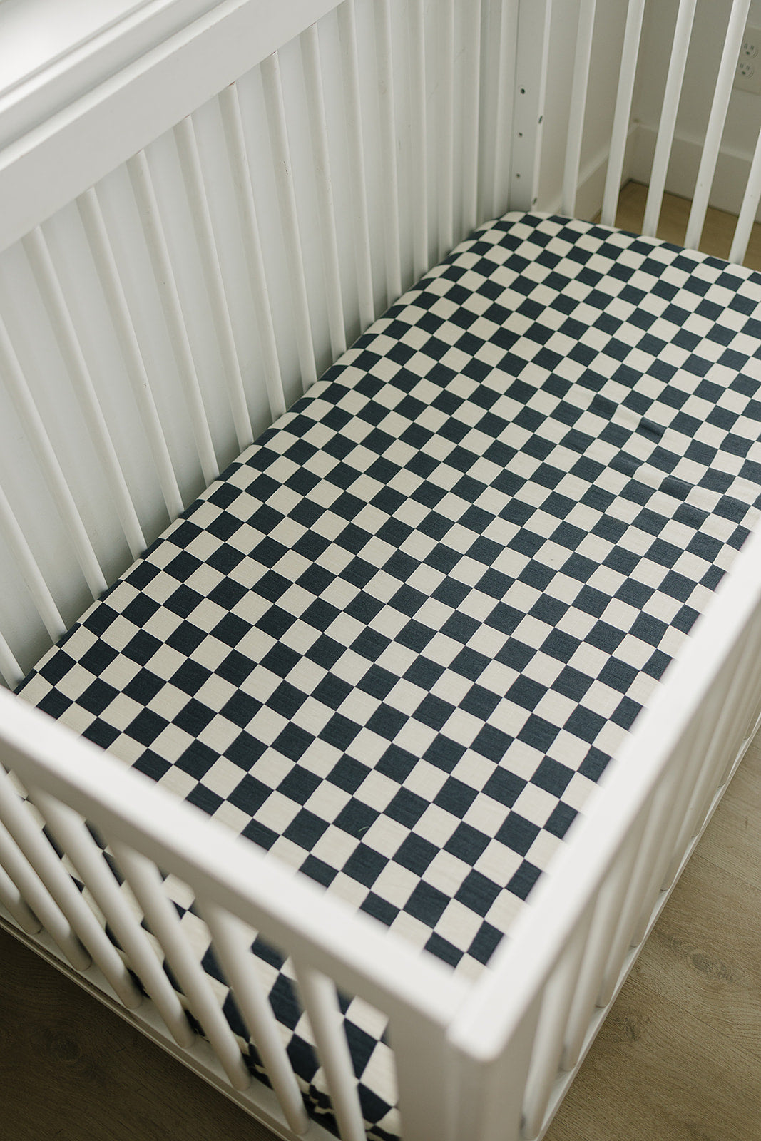 Charcoal Checkered Muslin Crib Sheet  Mebie Baby   