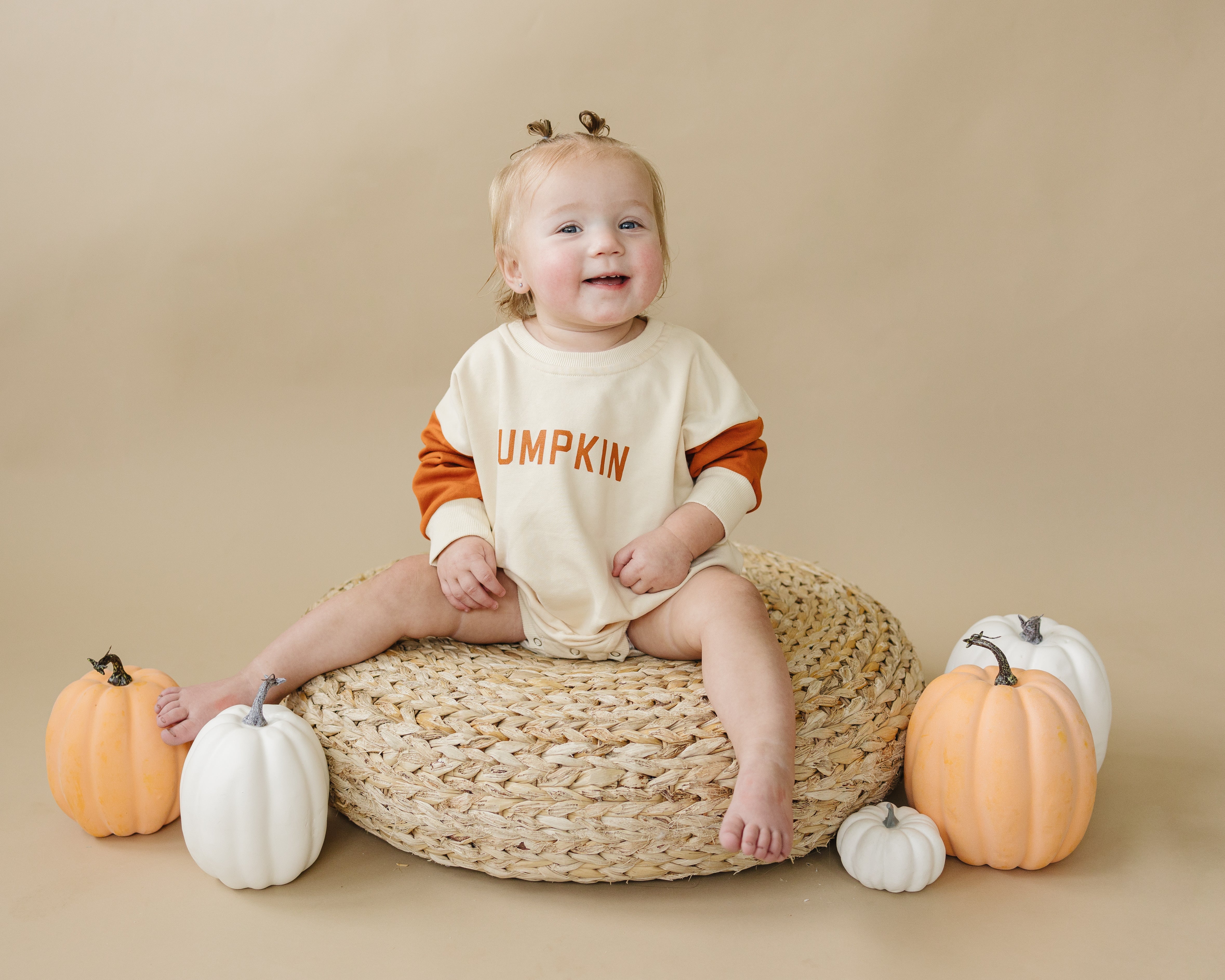 Colorblock 'Pumpkin' Sweatshirt Romper