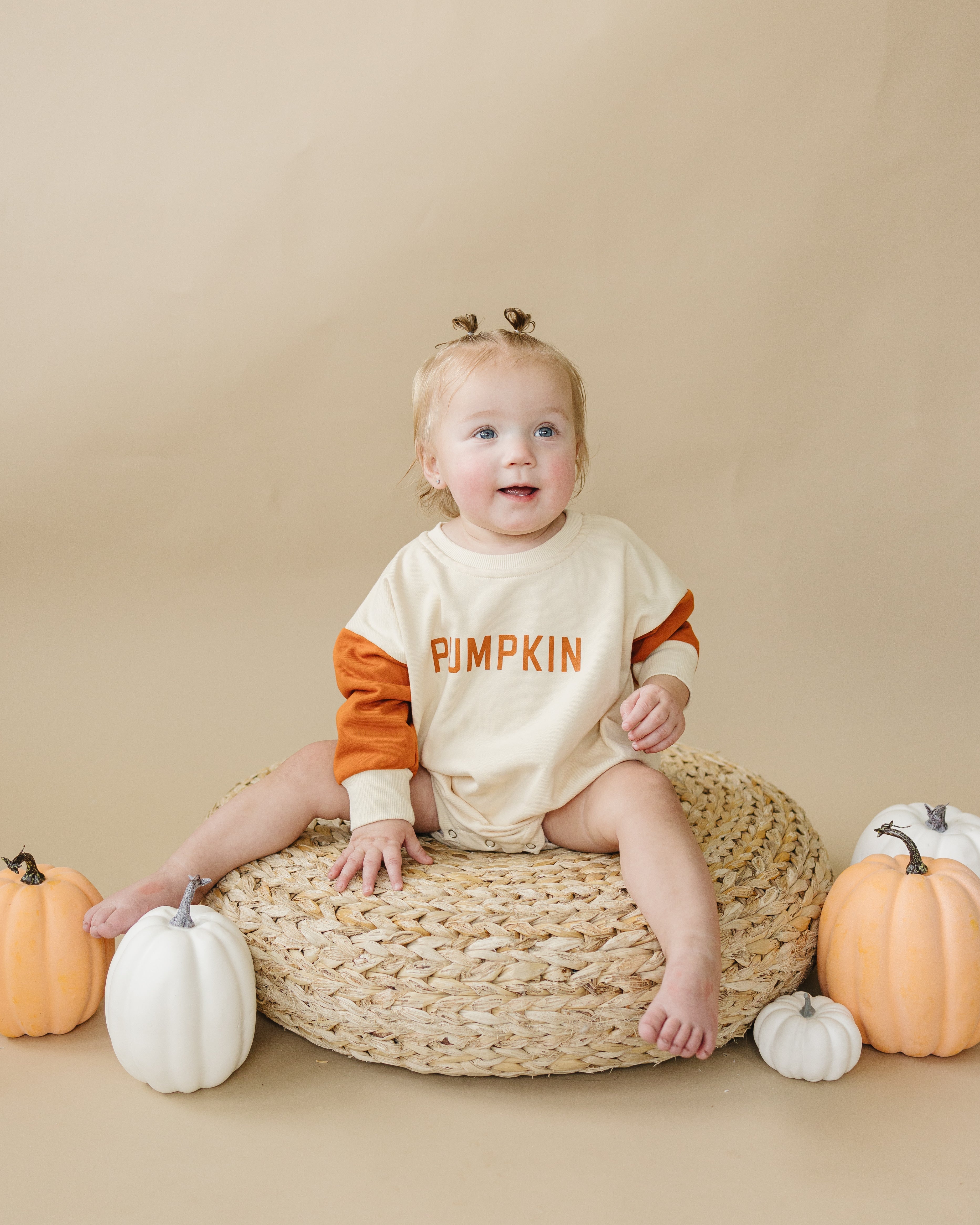 Colorblock 'Pumpkin' Sweatshirt Romper