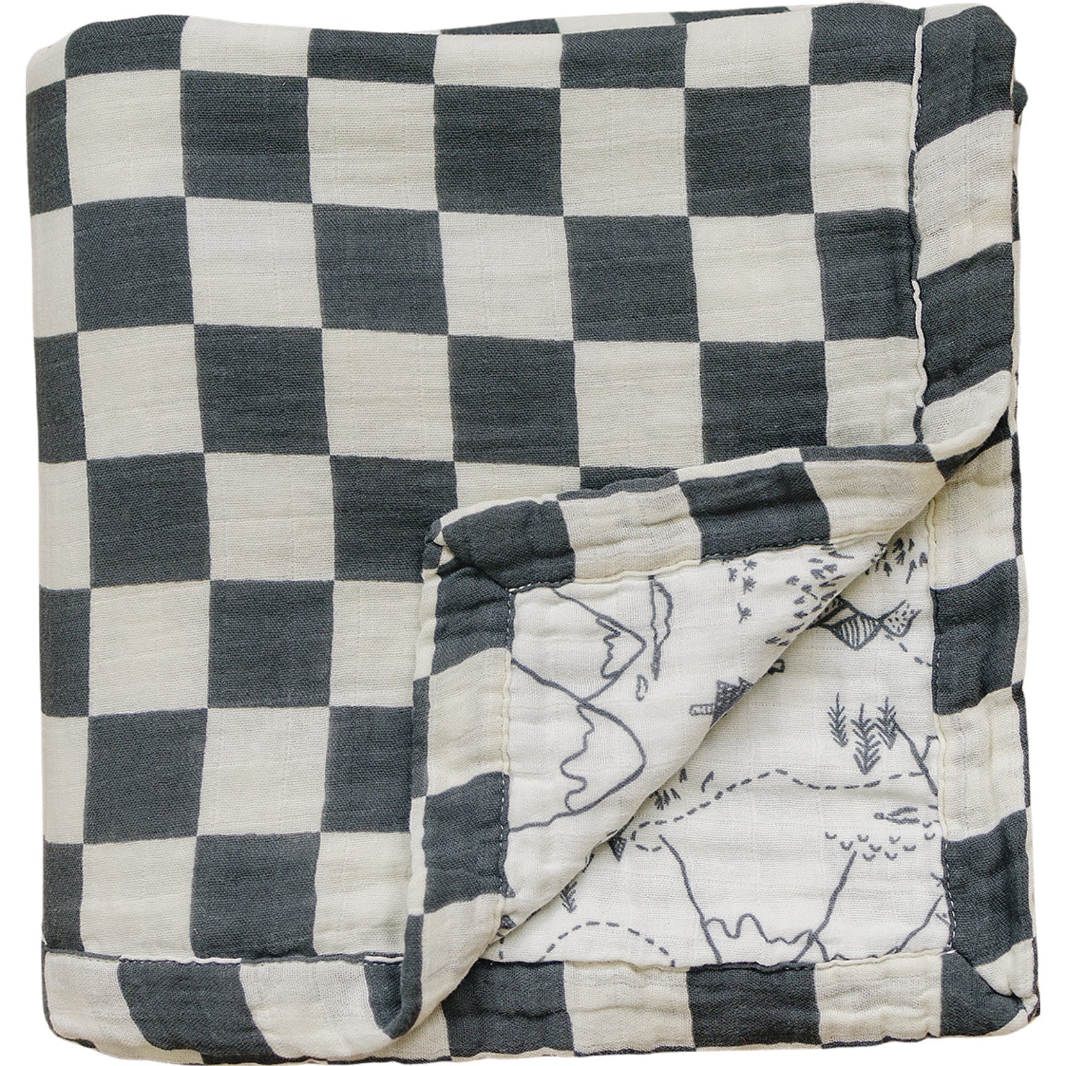 Charcoal Checkered + Summit Muslin Quilt  Mebie Baby   