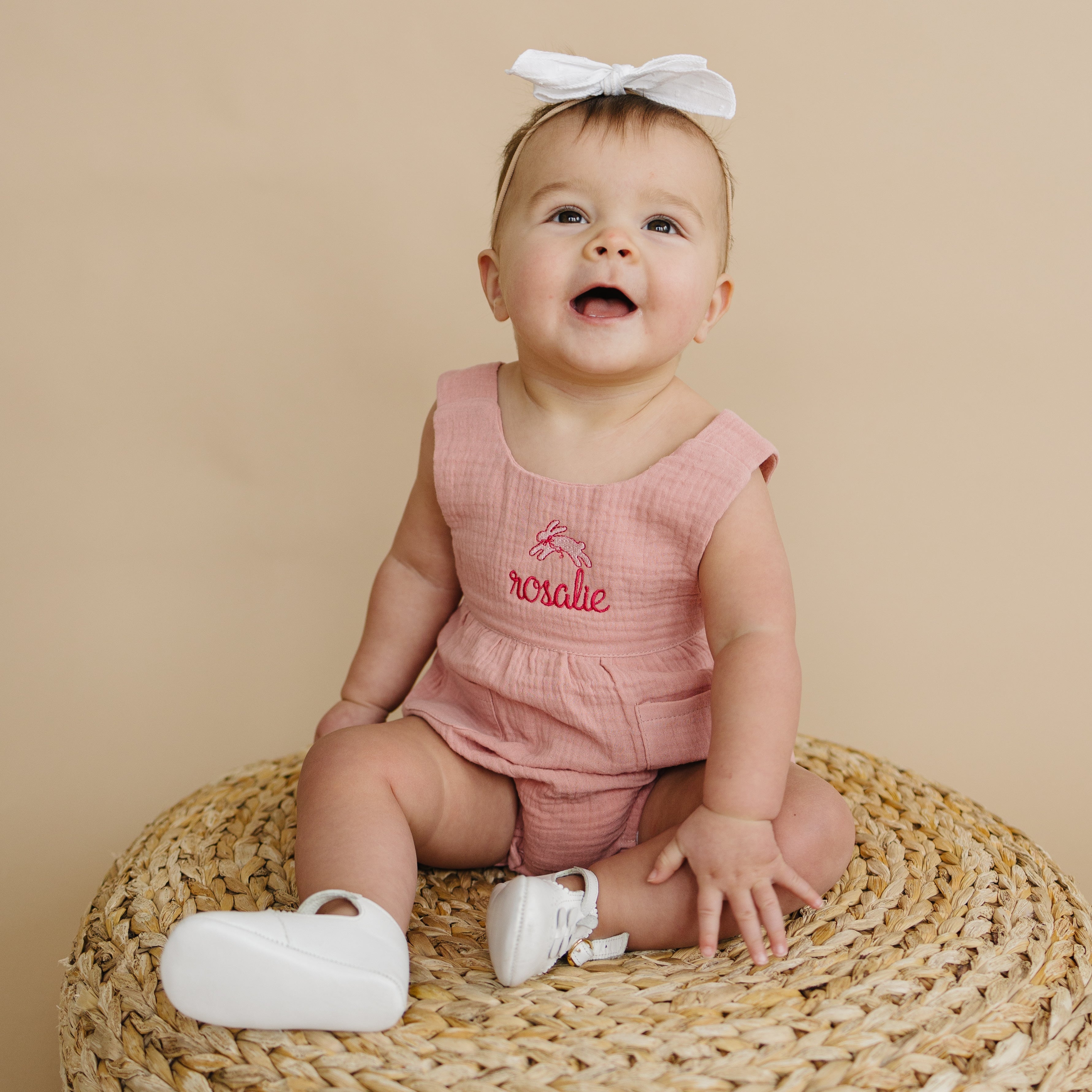 Custom Embroidered Organic Cotton Bubble Romper - more colors