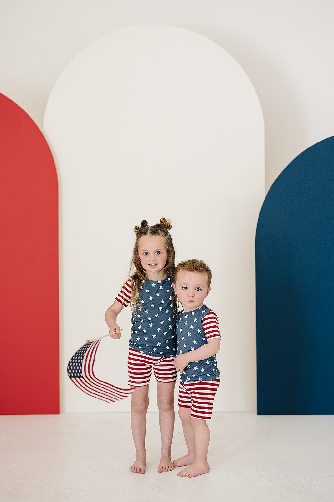 Stars + Stripes Bamboo Cozy Short Set  Mebie Baby   