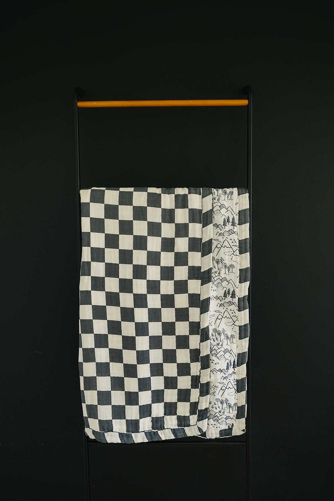 Charcoal Checkered + Summit Muslin Quilt  Mebie Baby   