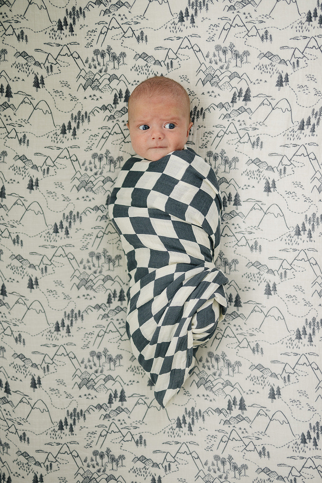 Charcoal Checkered Muslin Swaddle Blanket  Mebie Baby   