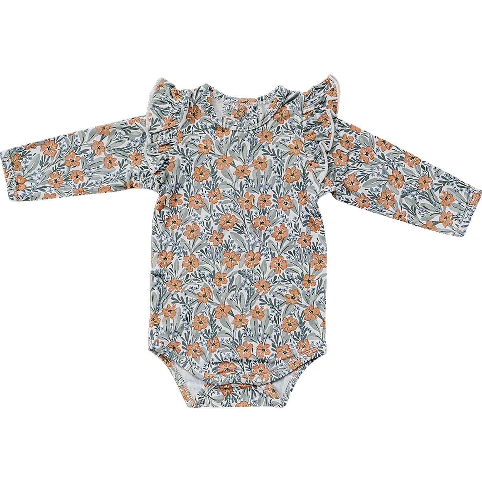 Dainty Meadow Ruffle Sleeve Bamboo Bodysuit  Mebie Baby   