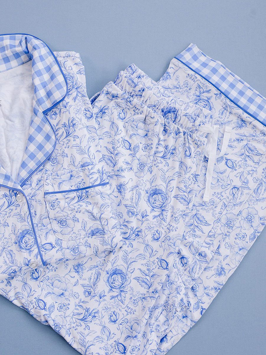 Bamboo Women's Pajamas| Blue Flowers