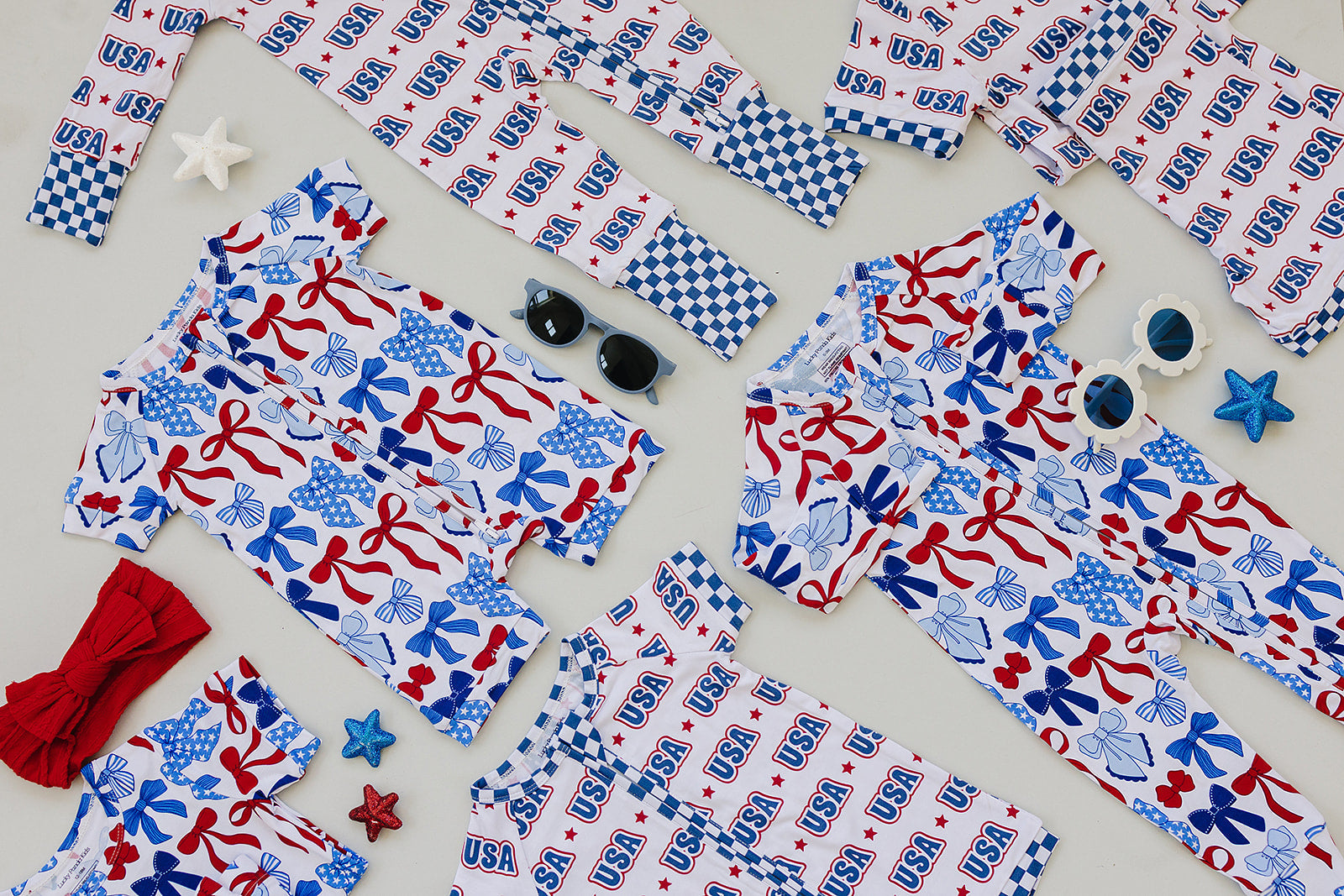 Bamboo Shorty Romper  | Red-White & Bows