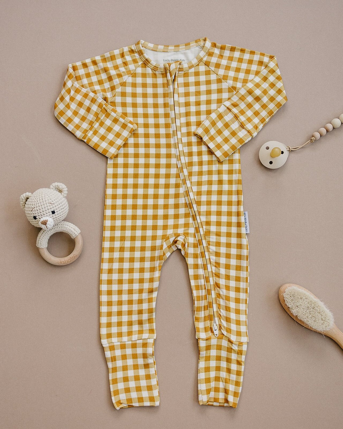 Bamboo Zip Romper | Yellow Gingham