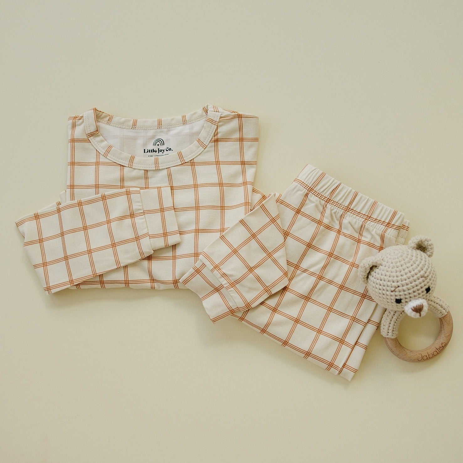 Pumpkin Plaid Bamboo Baby Pajamas - 2 Piece Set