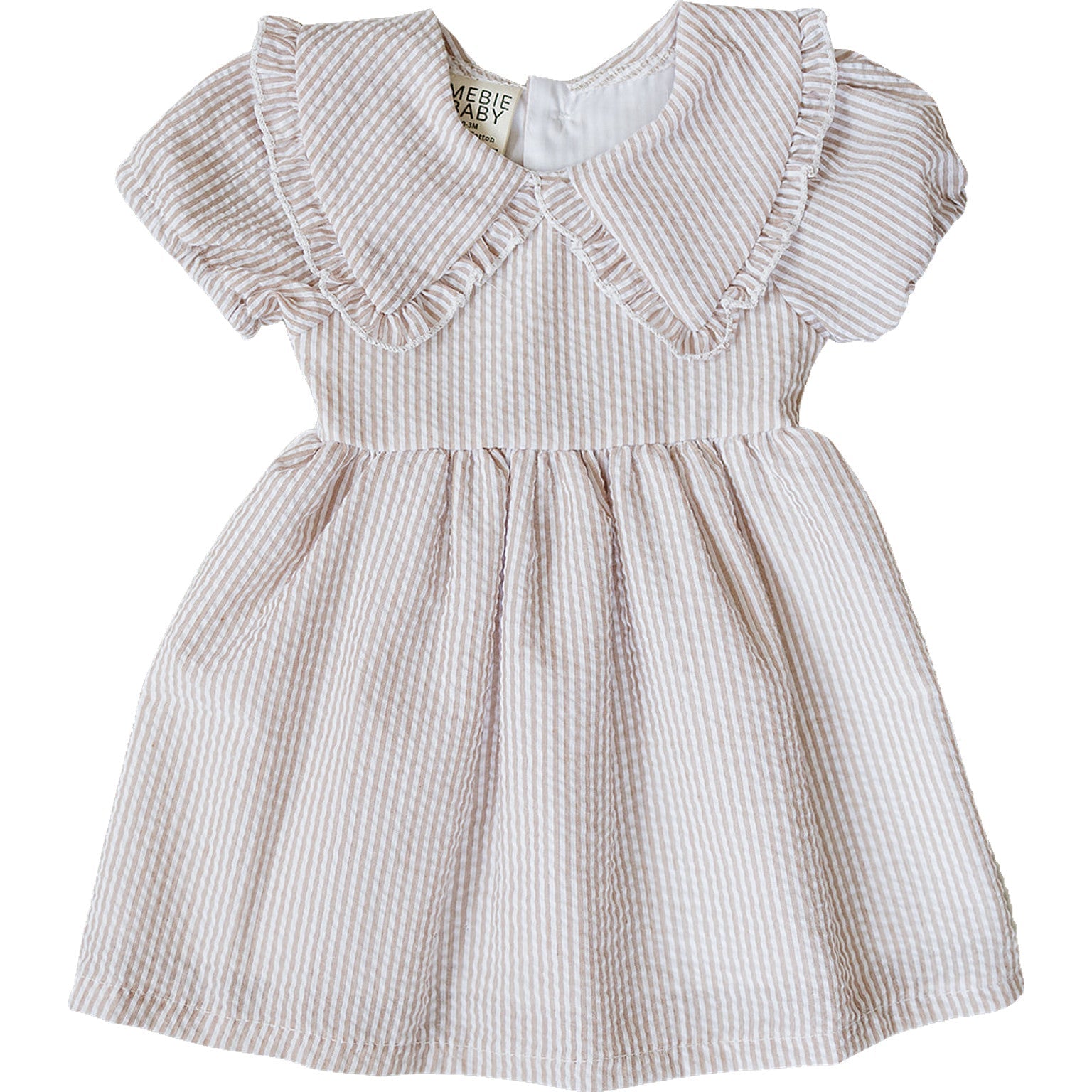 Taupe Stripe Peter Pan Collar Dress