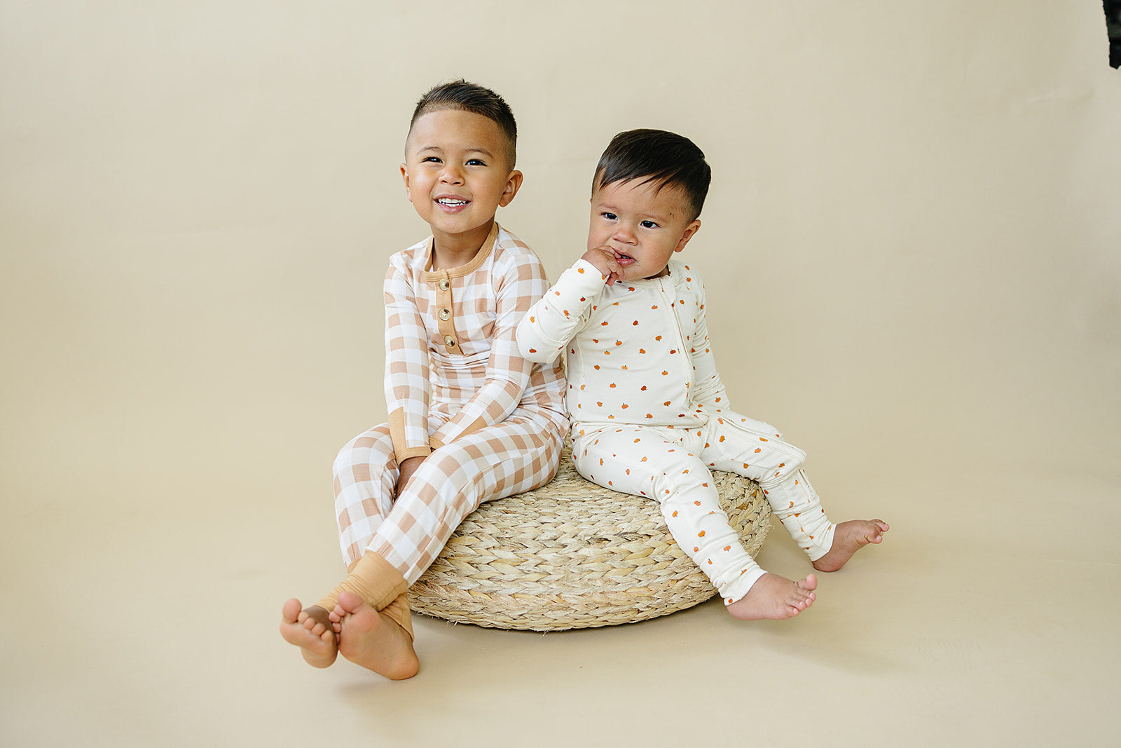 Golden Gingham 2pc Henley Bamboo Pajamas - Sizes Newborn & Up