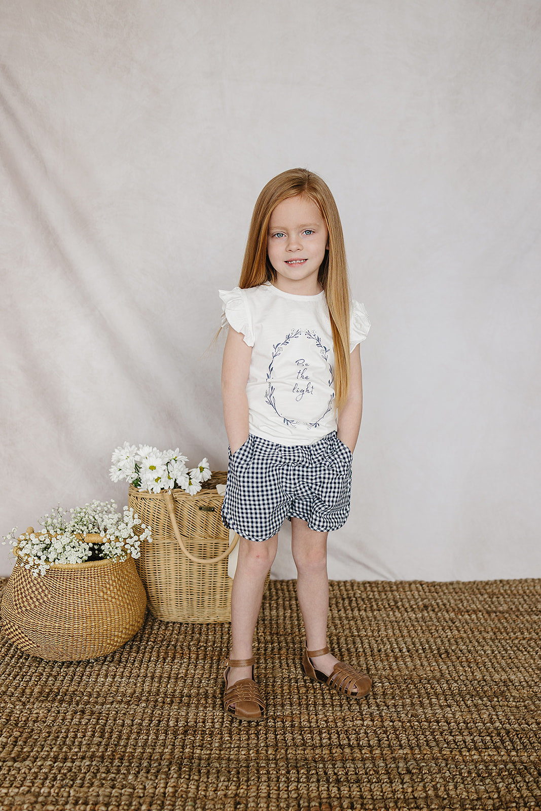 Dark Blue Gingham Shorts