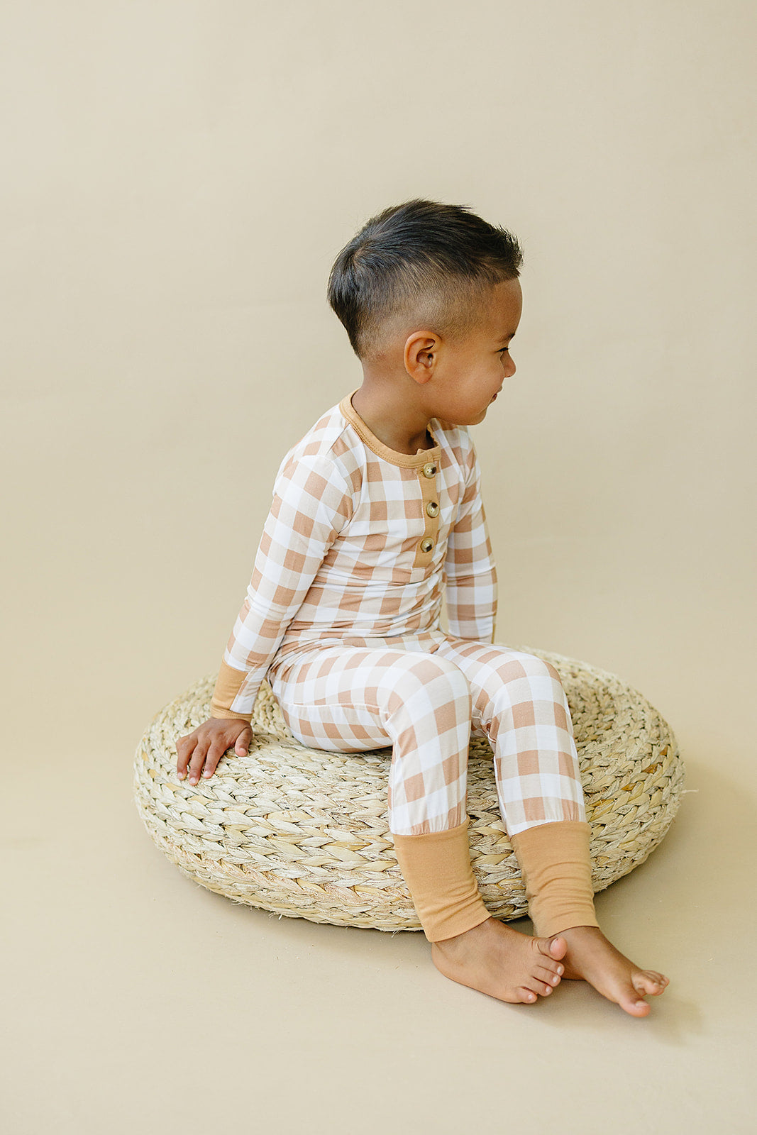 Golden Gingham 2pc Henley Bamboo Pajamas