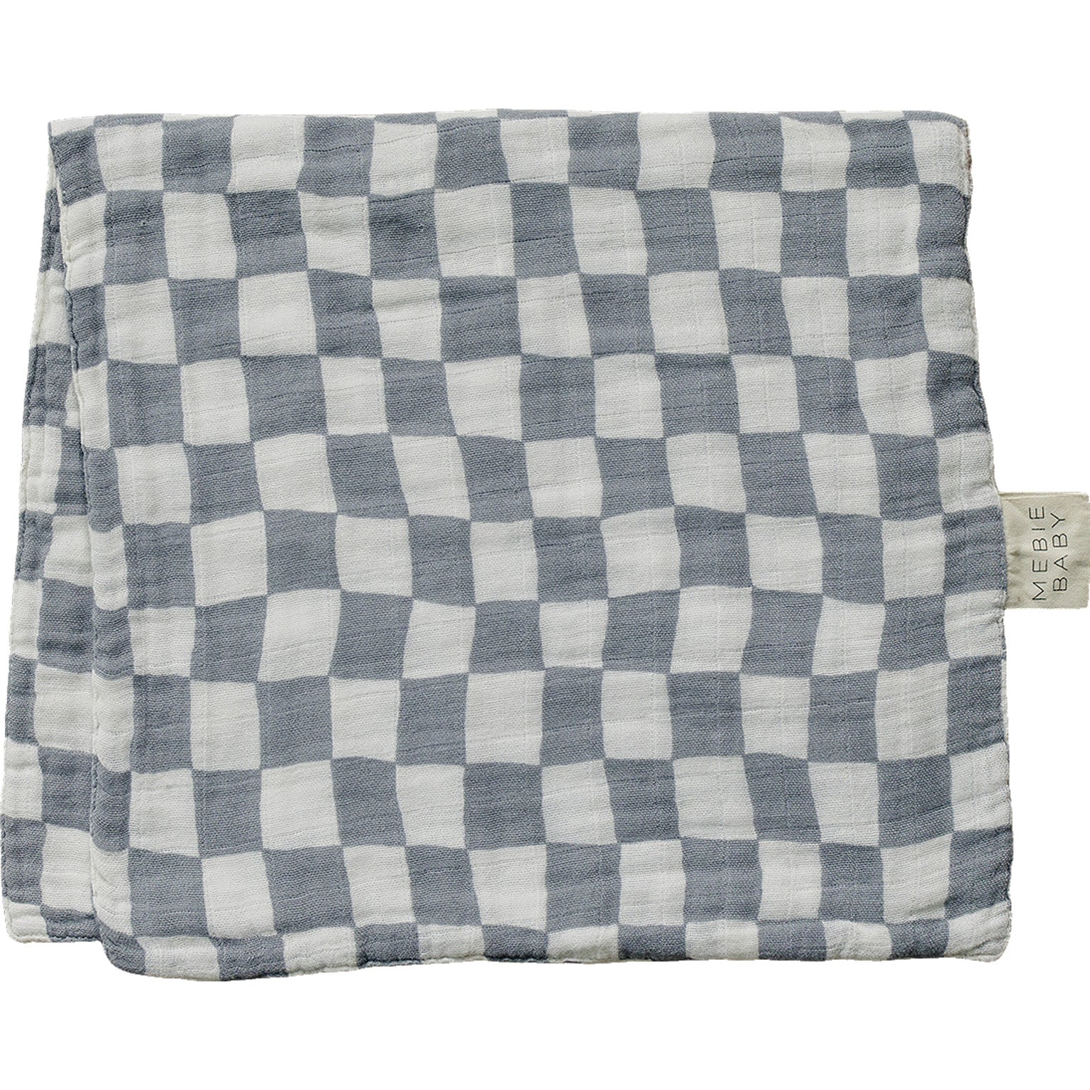 Dusty Blue Wavy Checkered Muslin Burp Cloth  Mebie Baby   