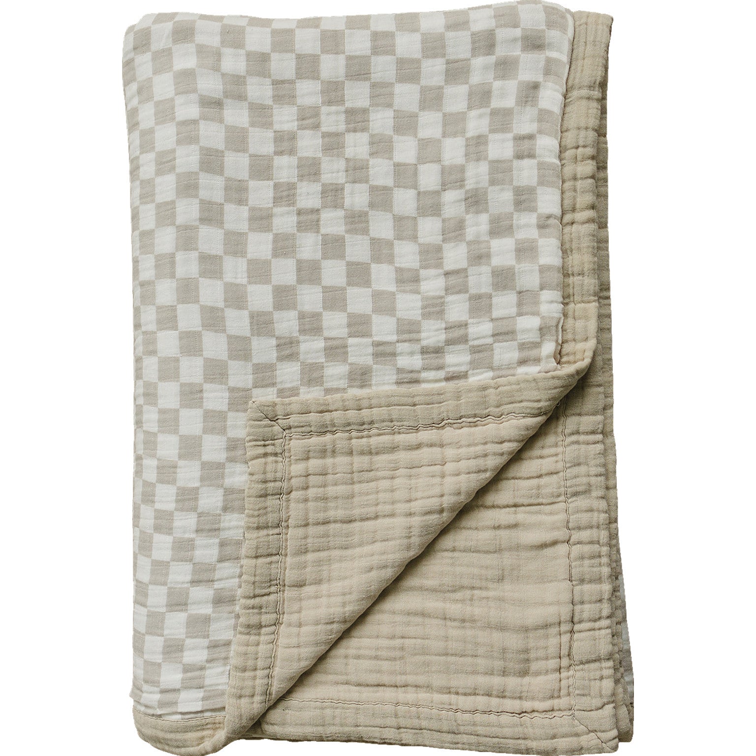 Taupe Checkered Twin Muslin Quilt  Mebie Baby   