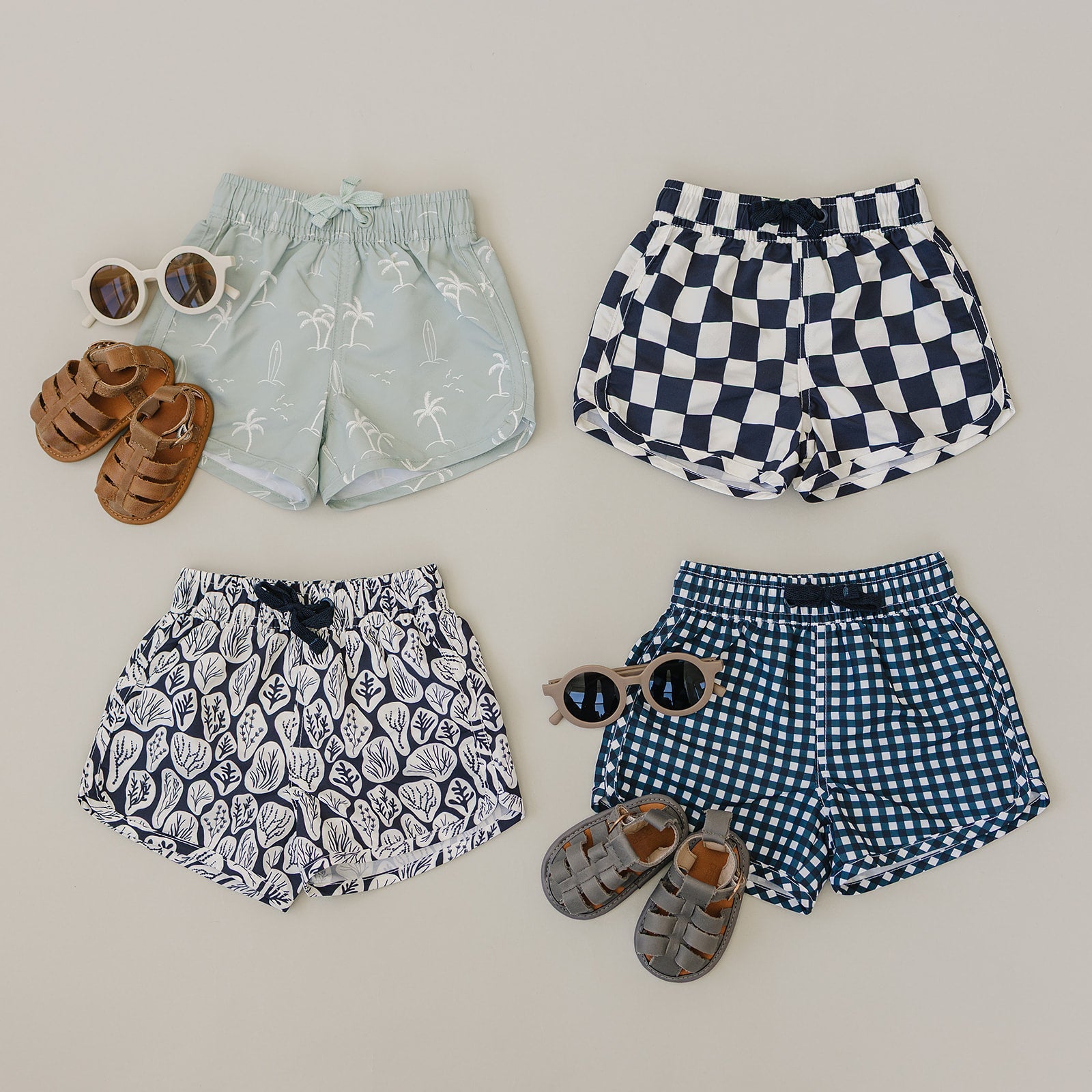 Navy Gingham Swim Shorts