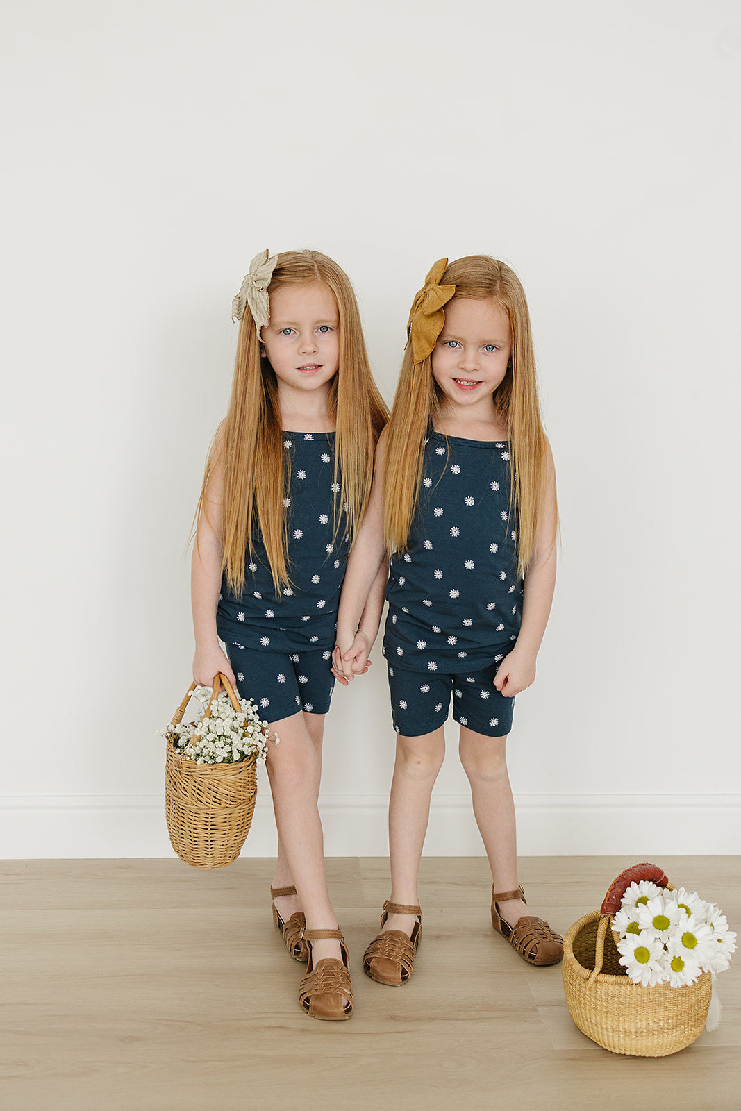 Navy Daisies Tank + Biker Short Set