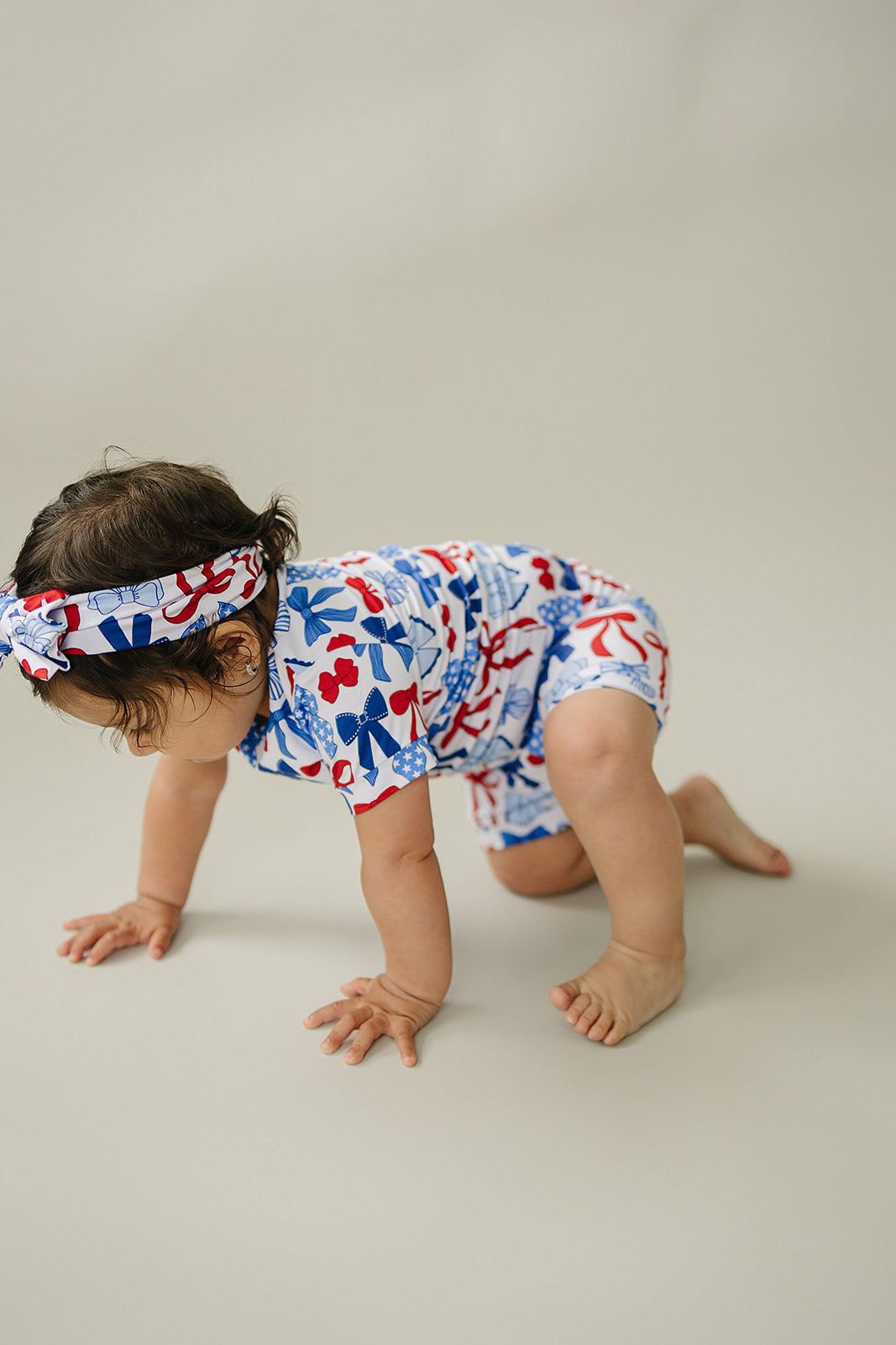 Bamboo Shorts Set | Red-White & Bows