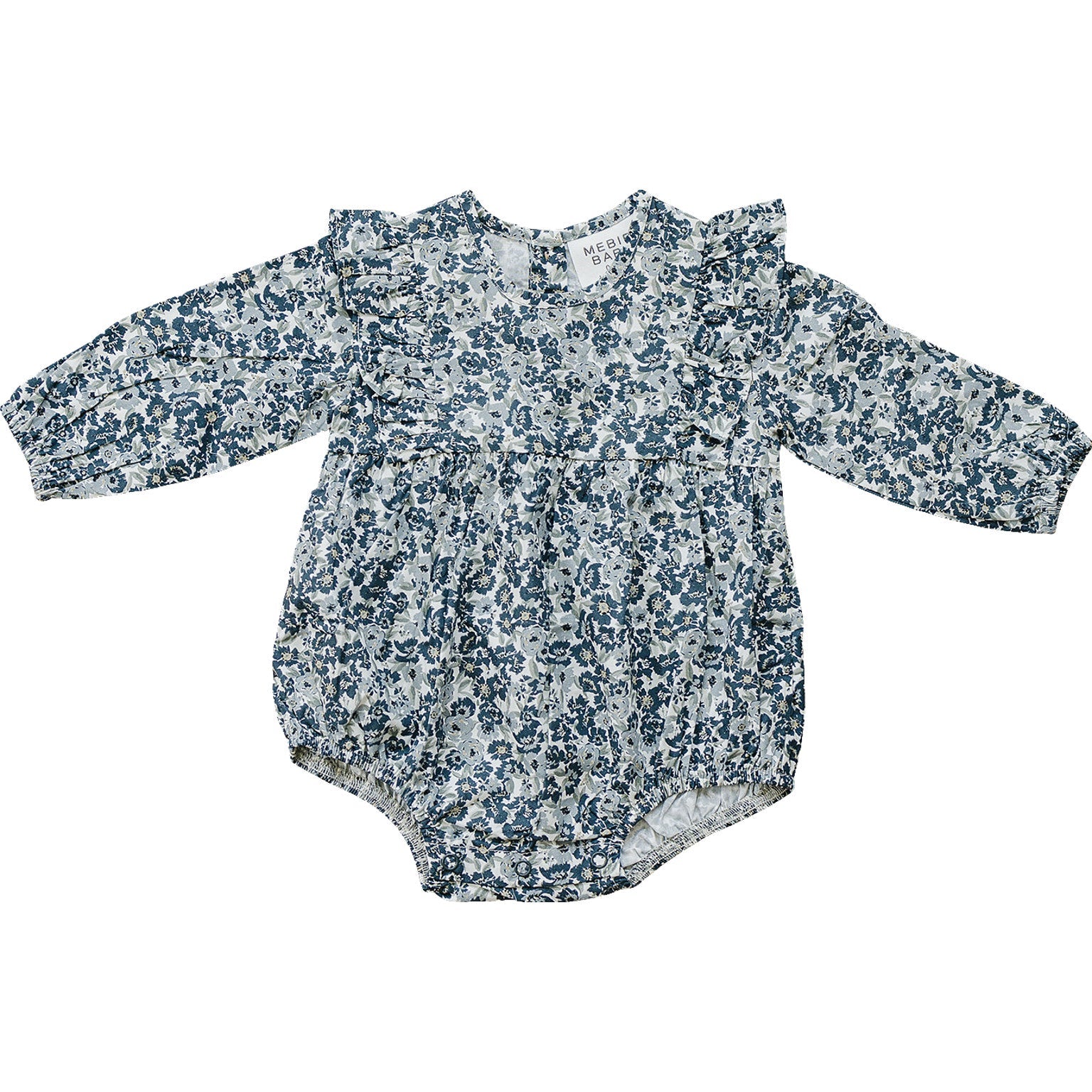 Liberty Floral Long Sleeve Ruffle Bubble Romper  Mebie Baby   