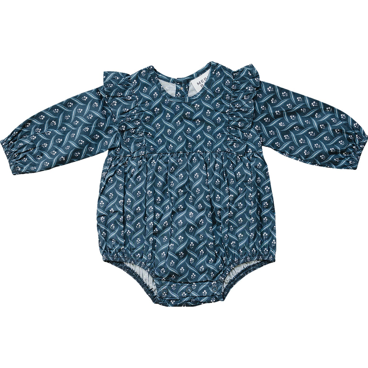 Navy Berry Long Sleeve Ruffle Bubble Romper  Mebie Baby   