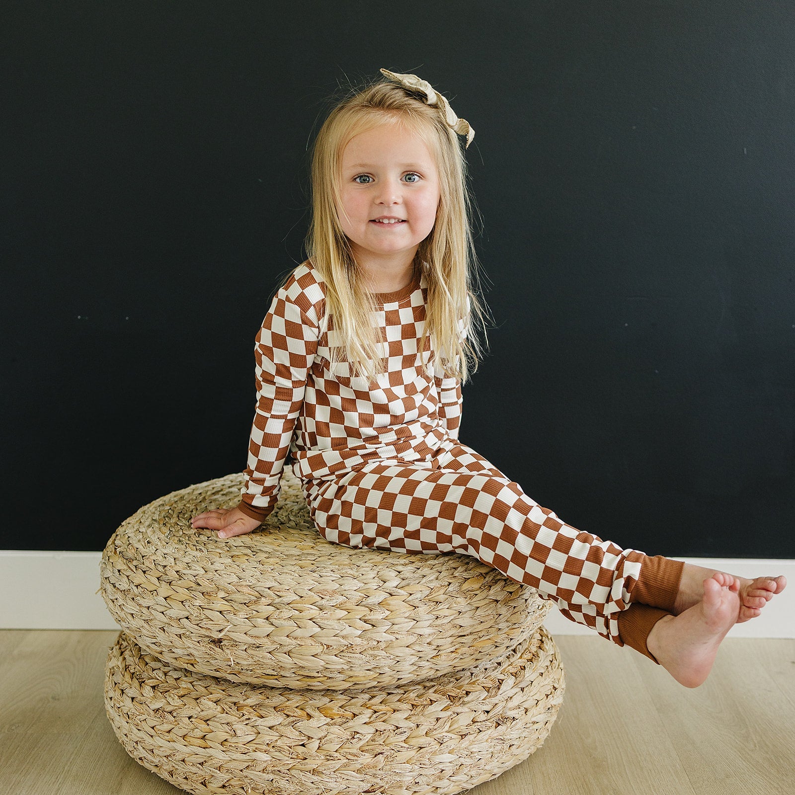 Rust Checkered Ribbed Bamboo Cozy Set  Mebie Baby   