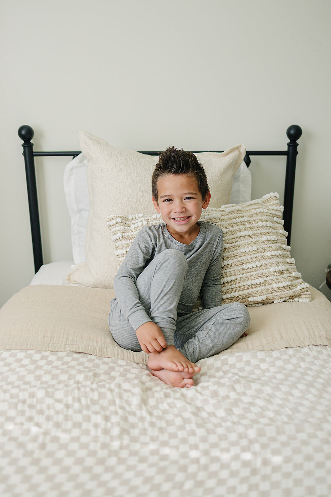 Taupe Checkered Twin Muslin Quilt  Mebie Baby   