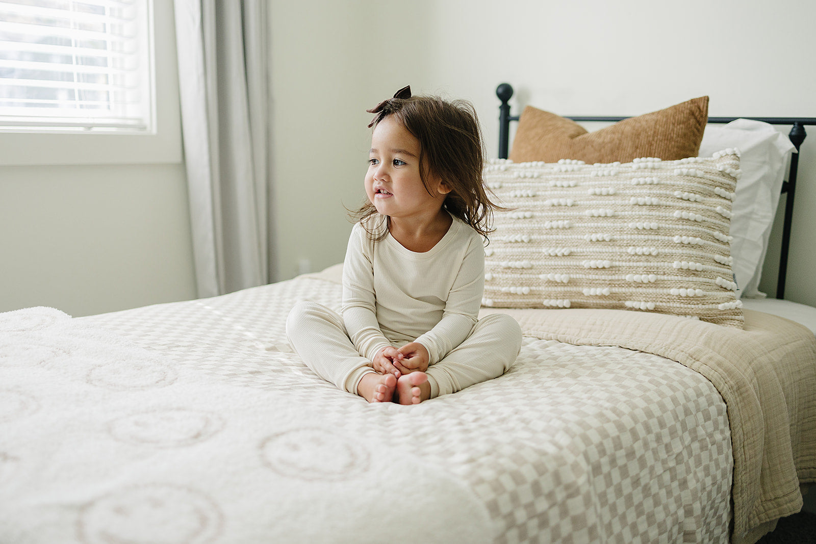 Taupe Checkered Twin Muslin Quilt  Mebie Baby   