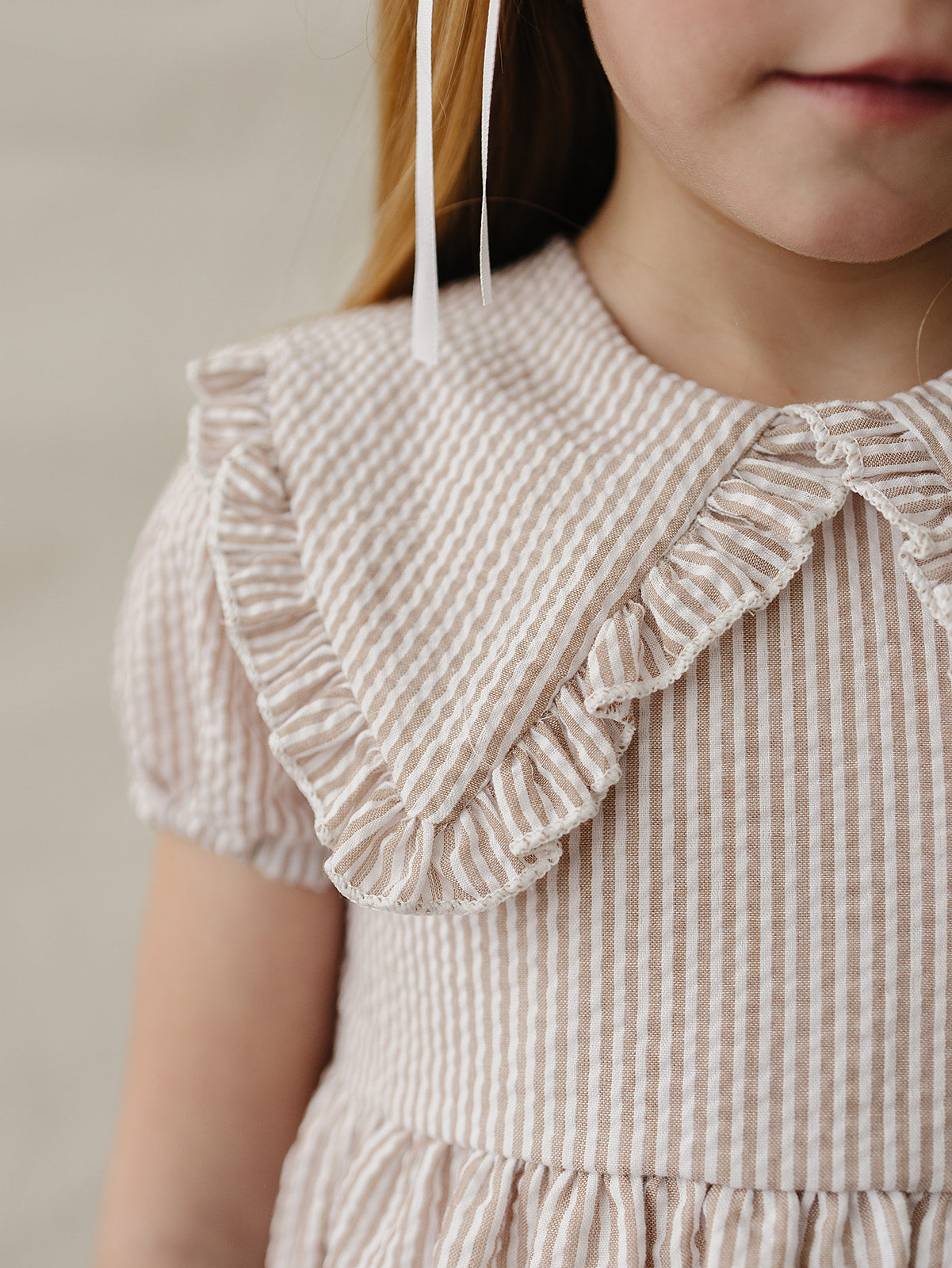 Taupe Stripe Peter Pan Collar Dress