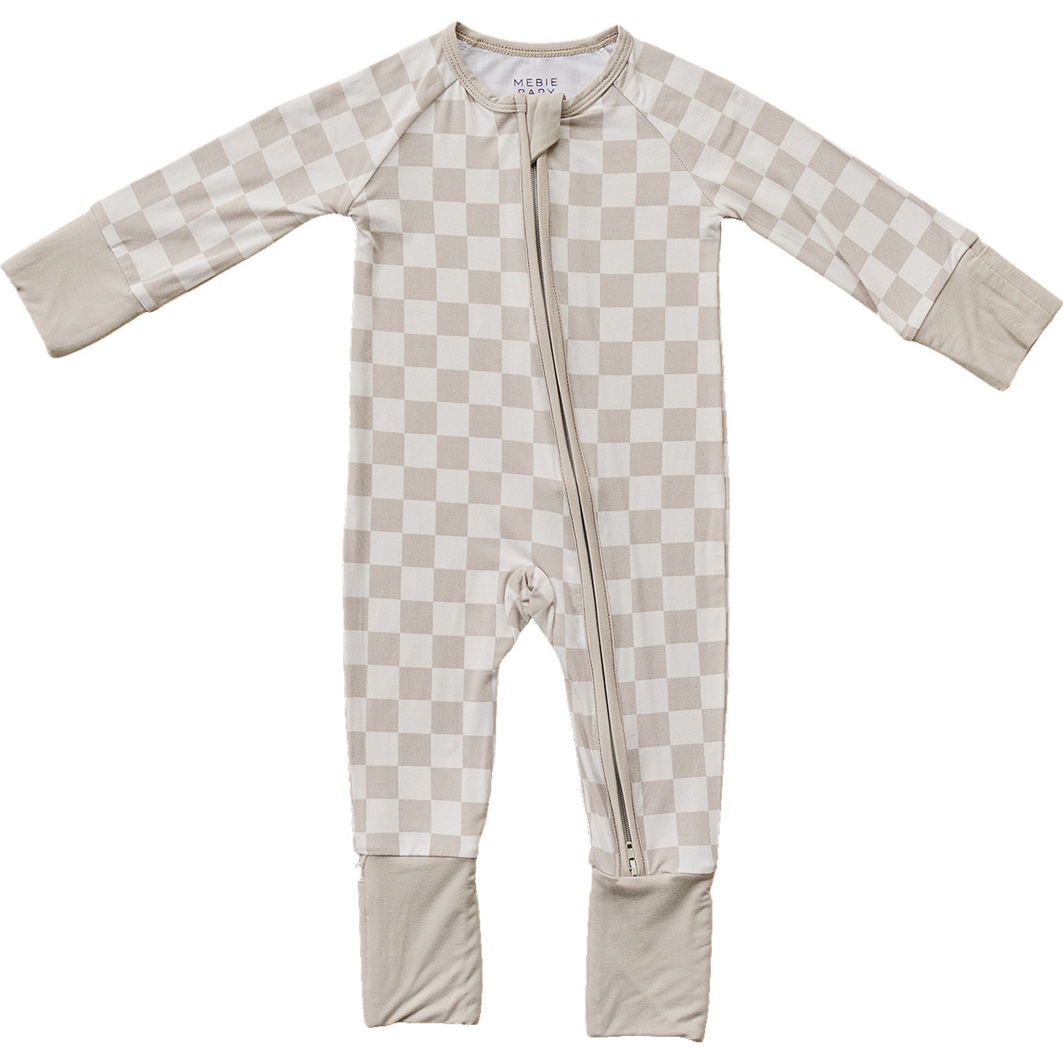 Taupe Checkered Bamboo Zipper  Mebie Baby   