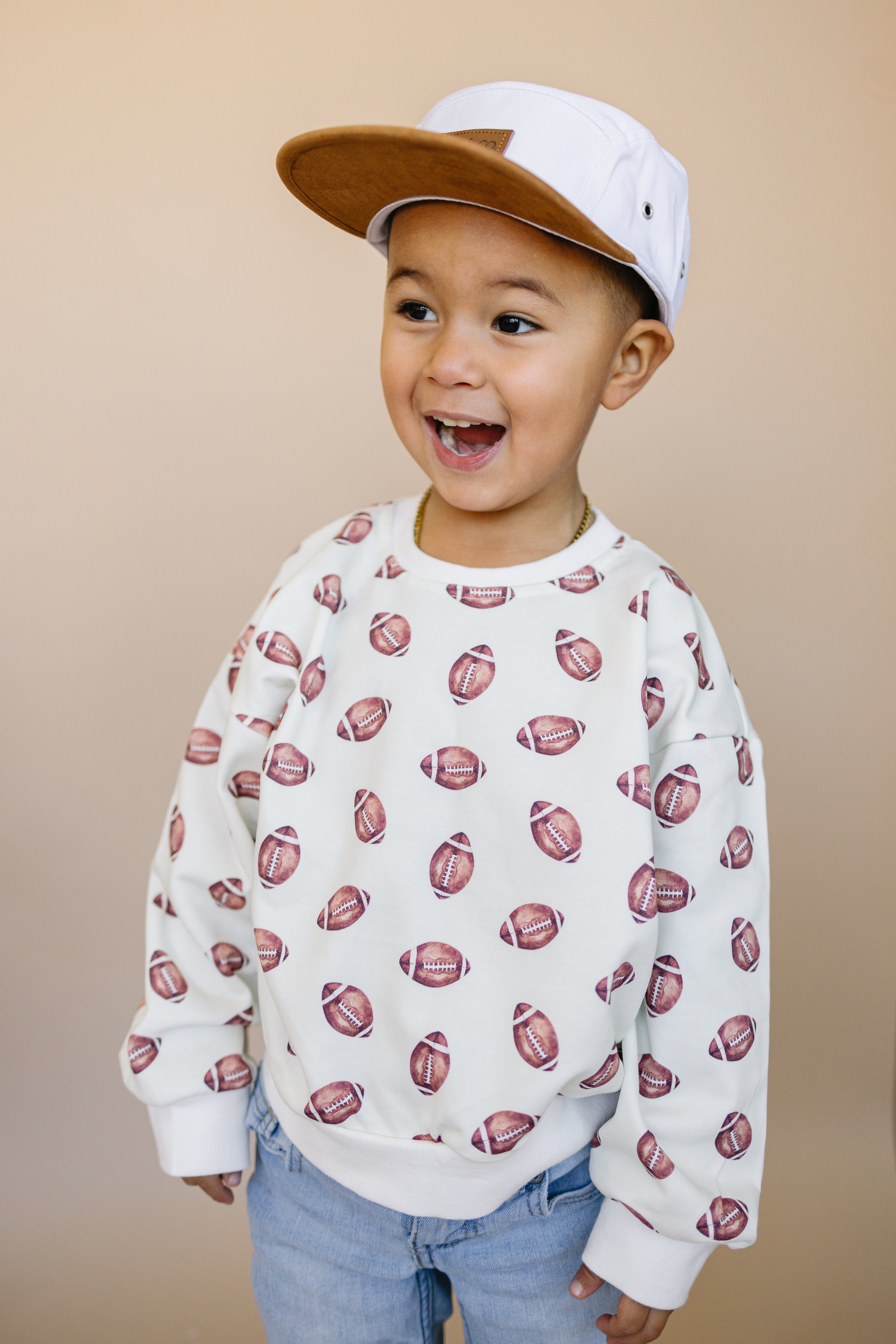 Football Print Crewneck Sweatshirt