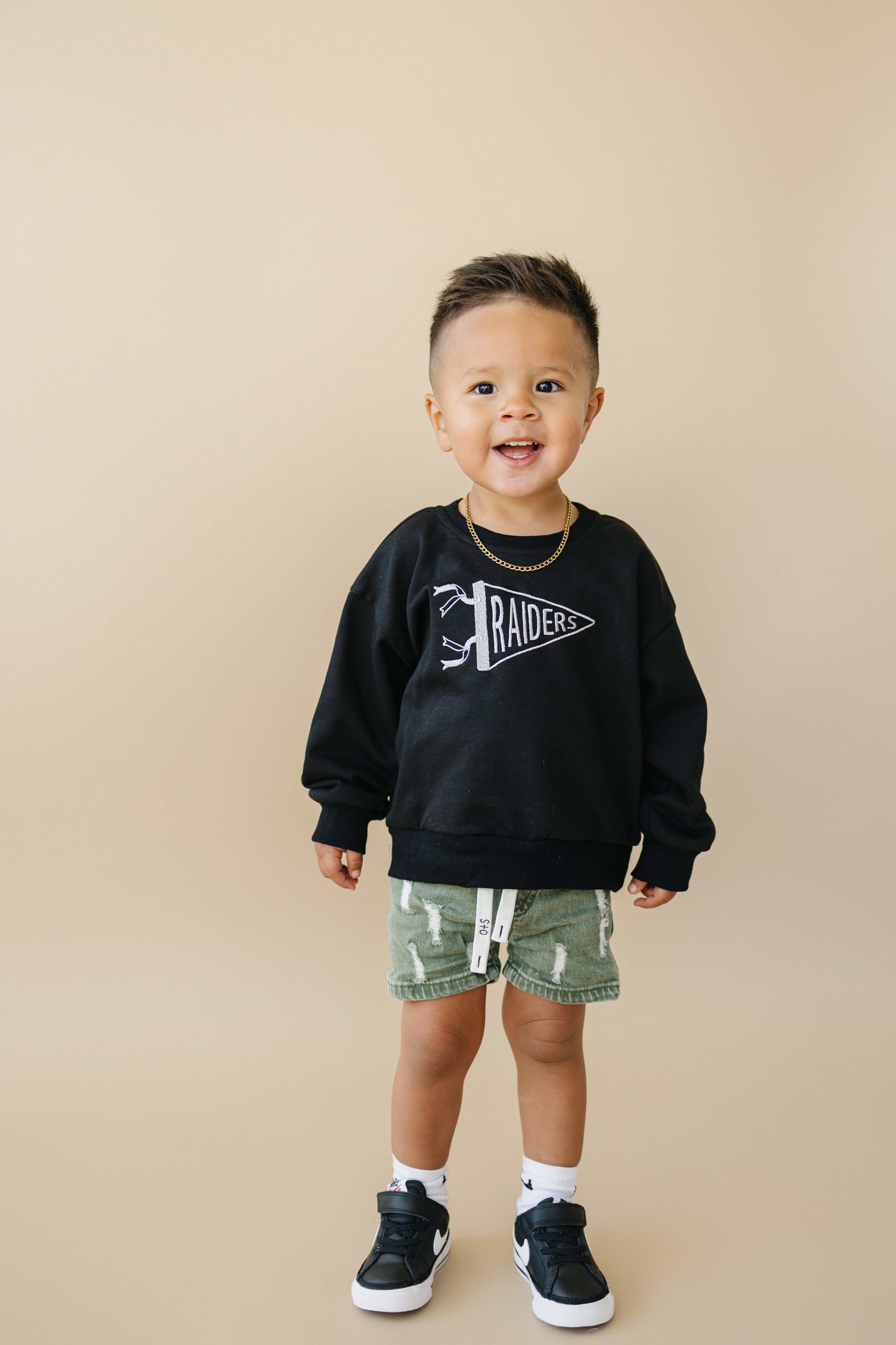 Custom Embroidered Crewneck or Sweatshirt Romper - Custom Pennant or Football Design