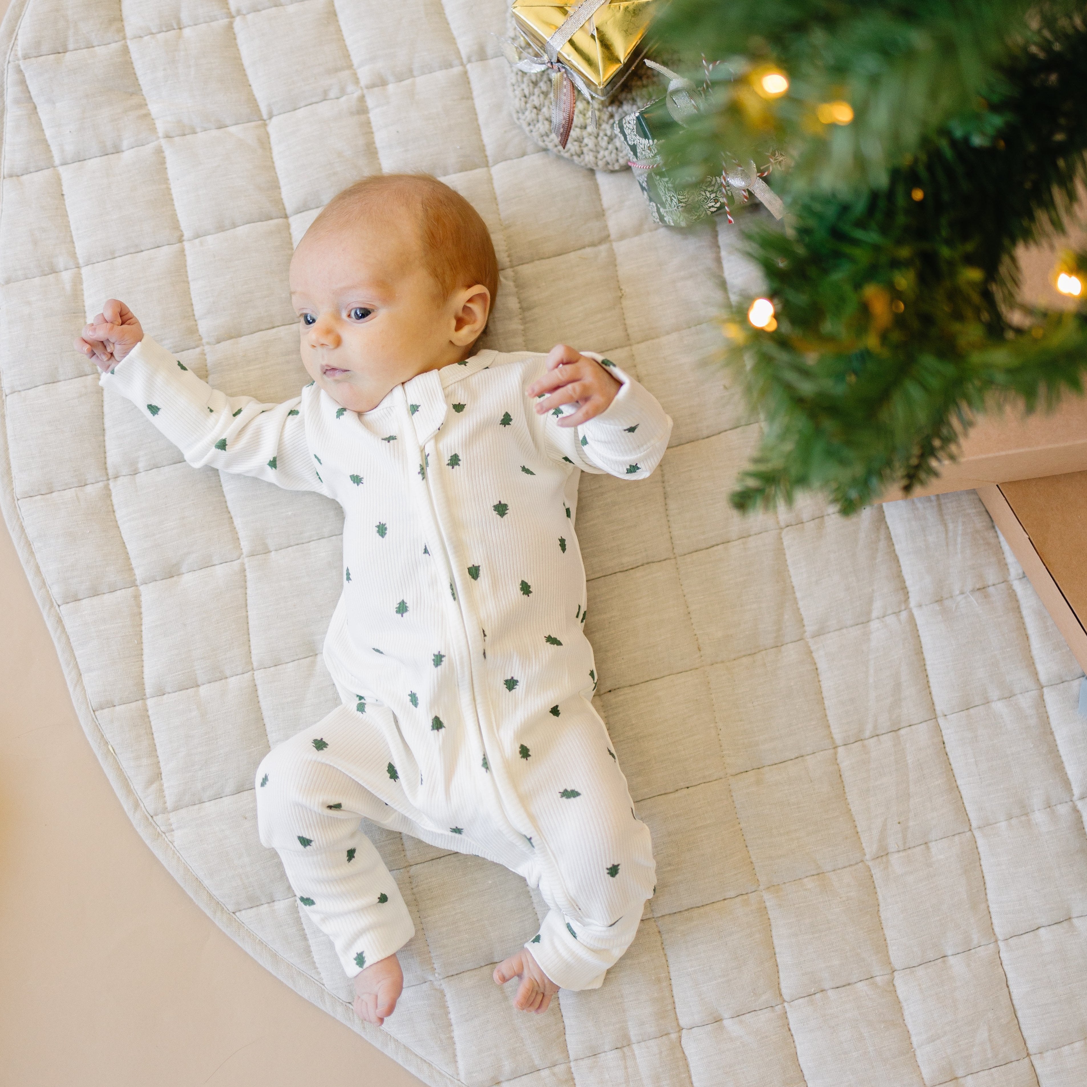 Tiny Trees Ribbed Bamboo Zippy Romper