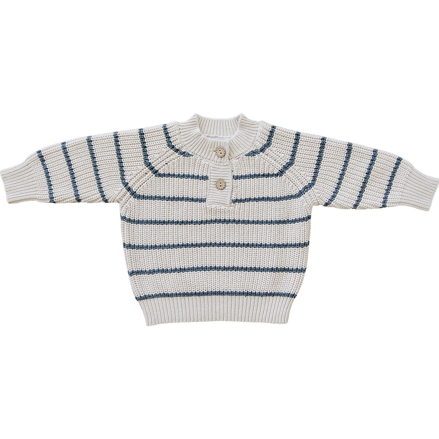 Charcoal Stripe Button Knit Sweater  Mebie Baby   