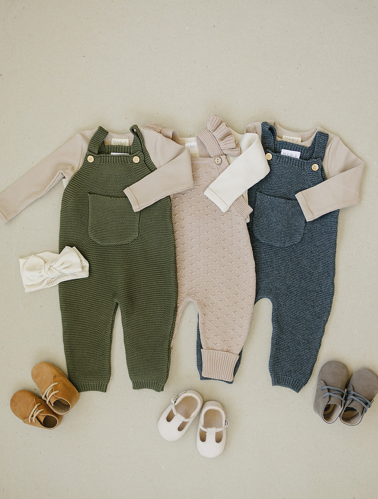 Charcoal Knit Overalls  Mebie Baby   