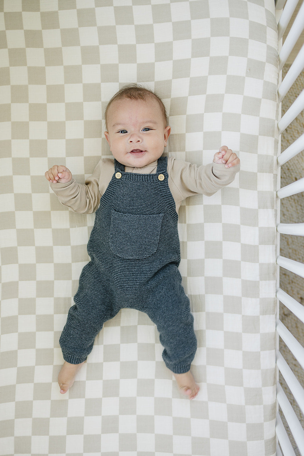 Charcoal Knit Overalls  Mebie Baby   