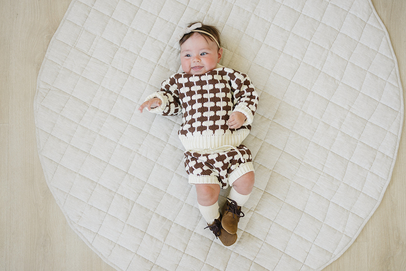 Brown + Cream Knit Sweater  Mebie Baby   