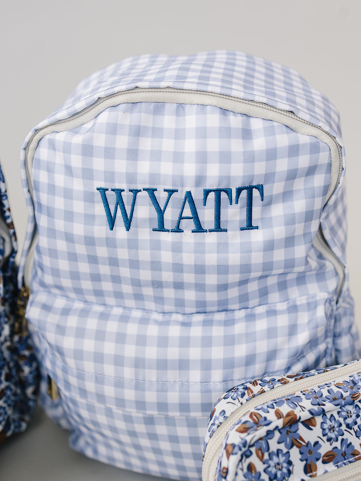 Blue Gingham Mini Backpack