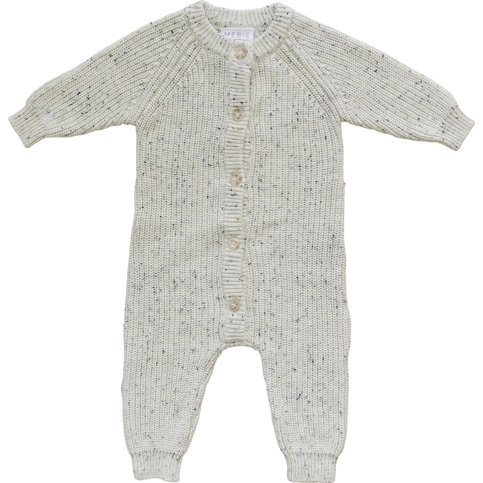 Heather Grey Chunky Knit Button Romper  Mebie Baby   