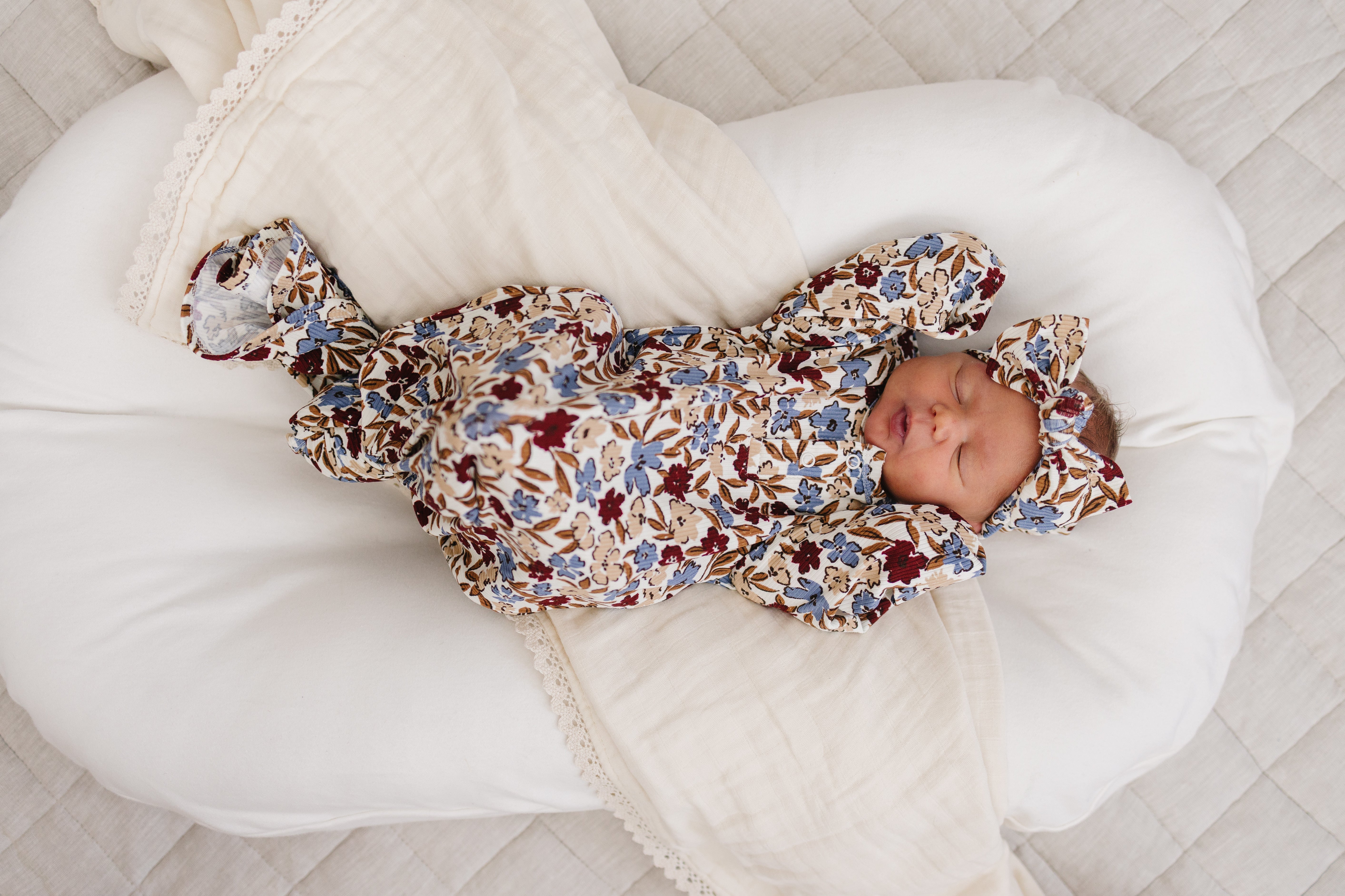 Desert Floral Ribbed Bamboo Knot Gown