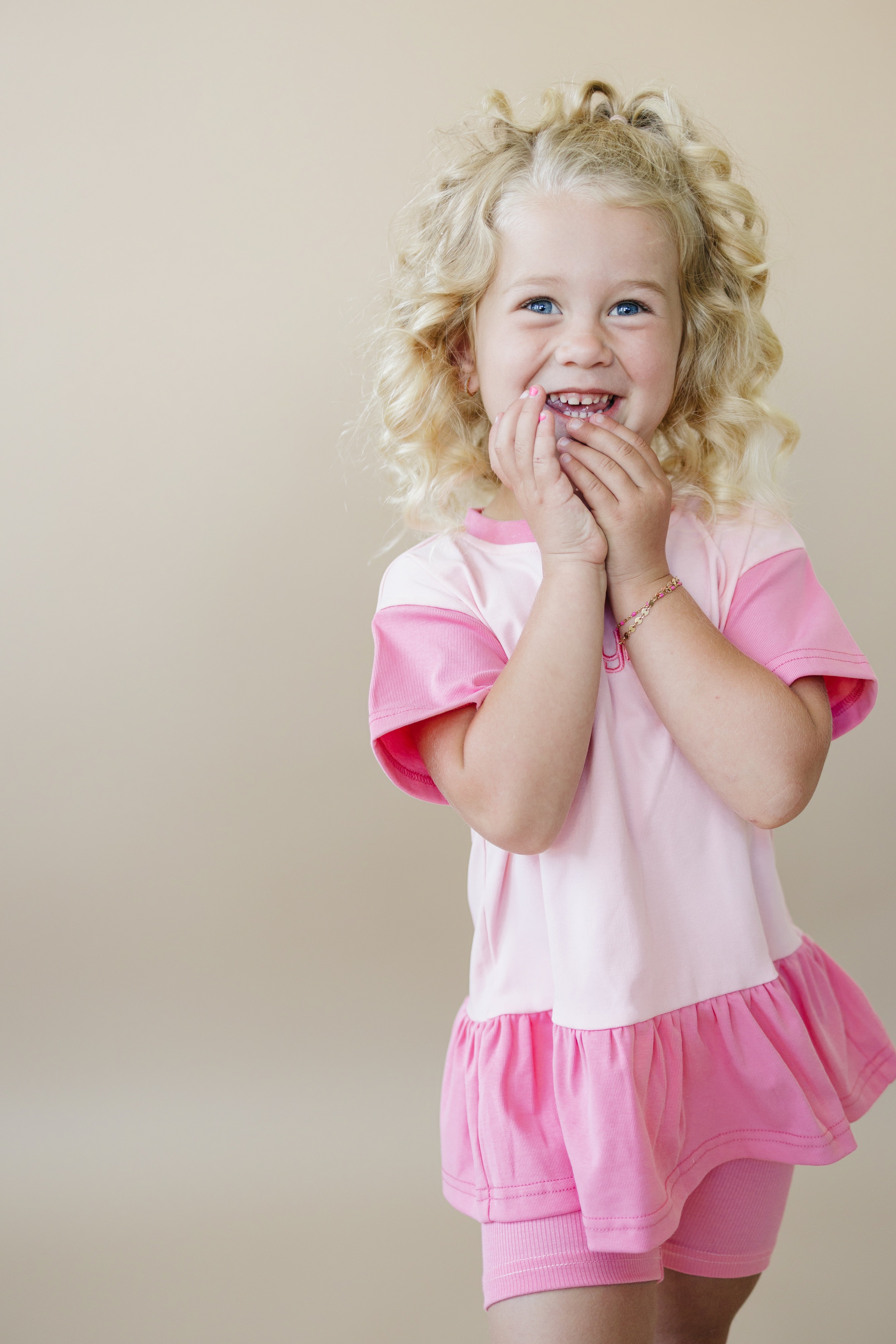 Custom Embroidered Colorblock Peplum Tee and Biker Shorts Set