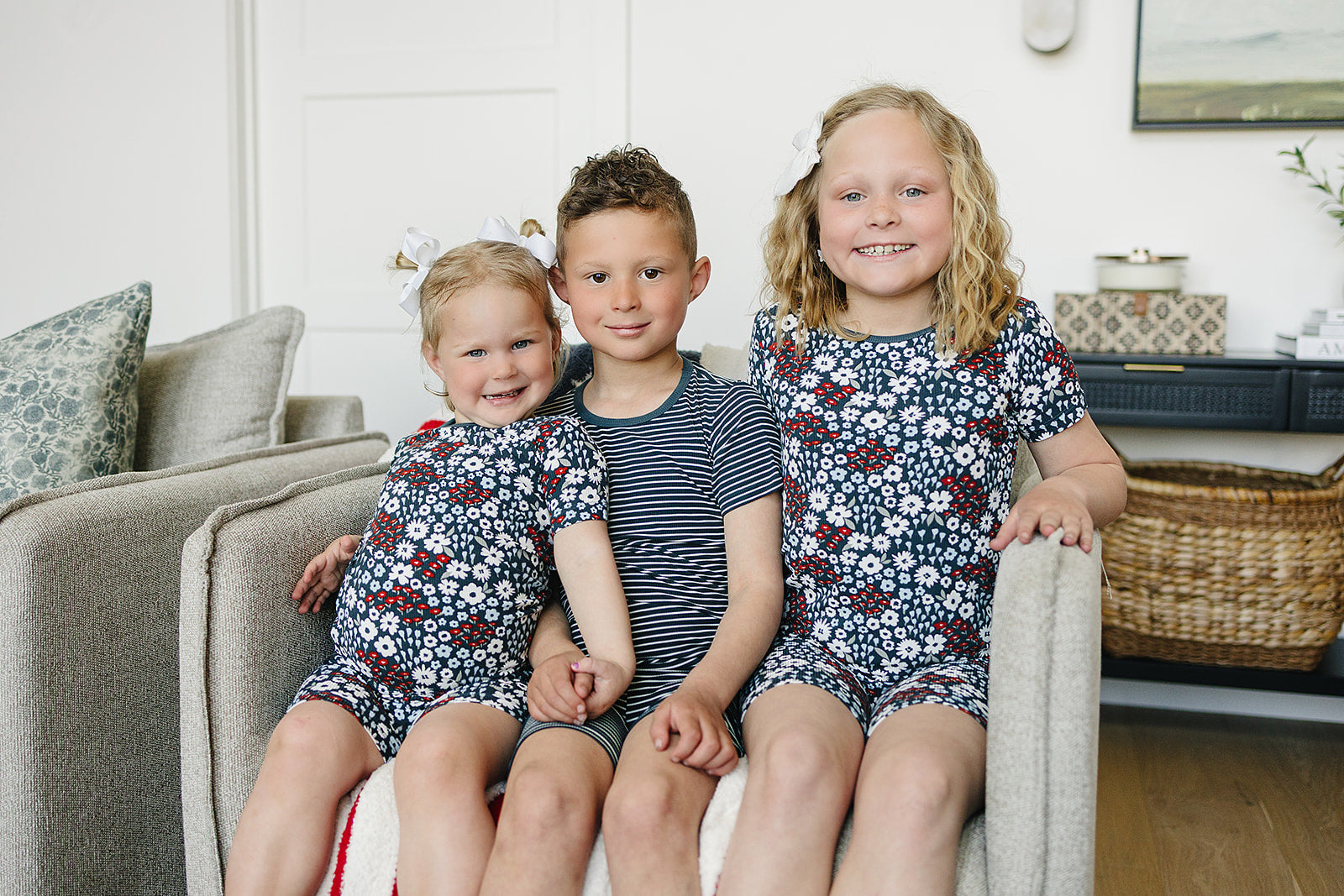 Americana Floral Ribbed Bamboo Cozy Short Set