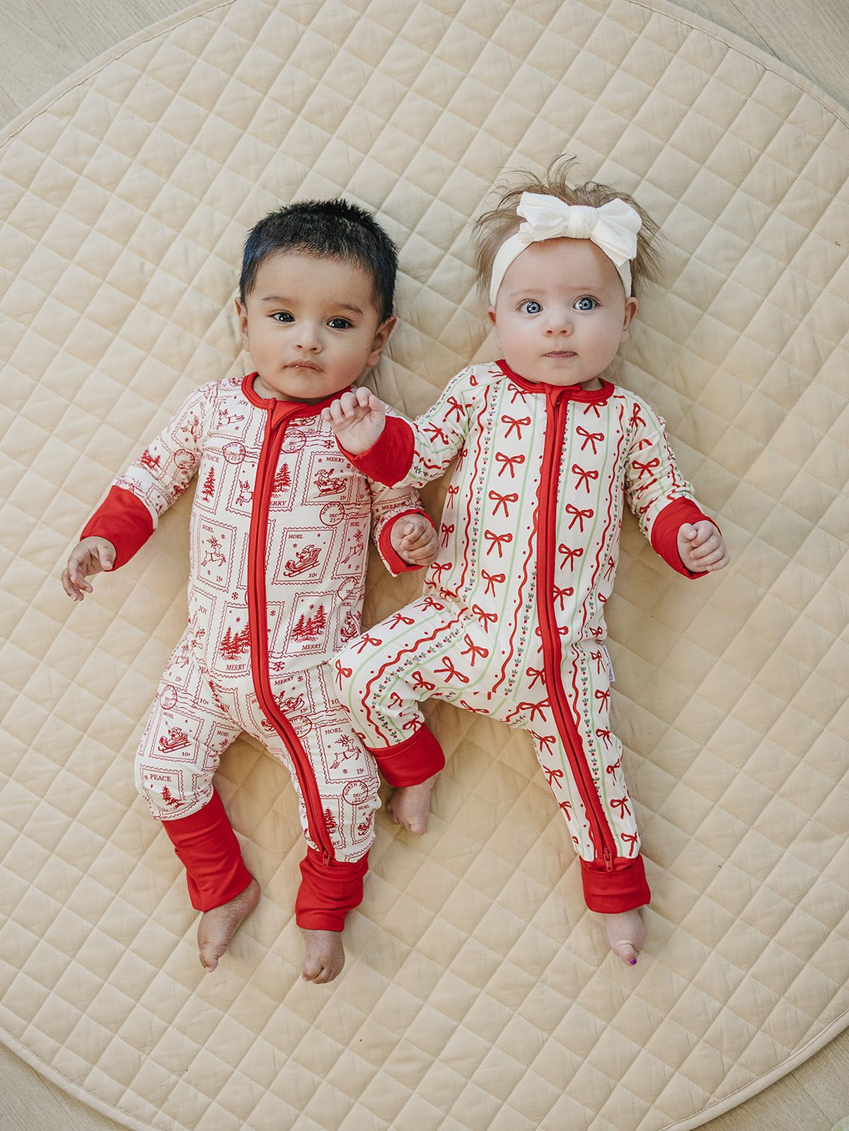 Bamboo Zip Romper | Christmas Bows