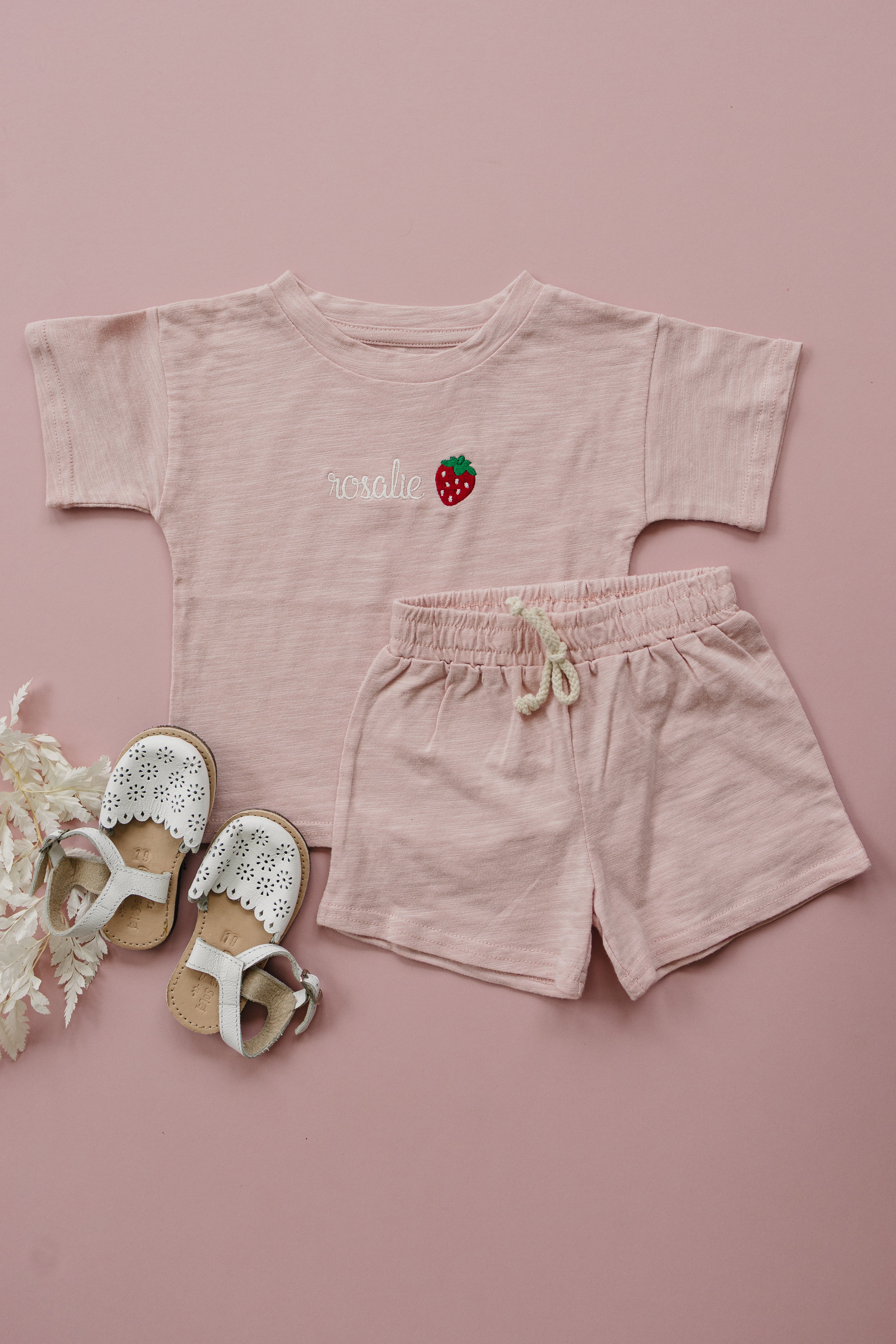 Custom Embroidered Organic Cotton Shorts Set - more colors