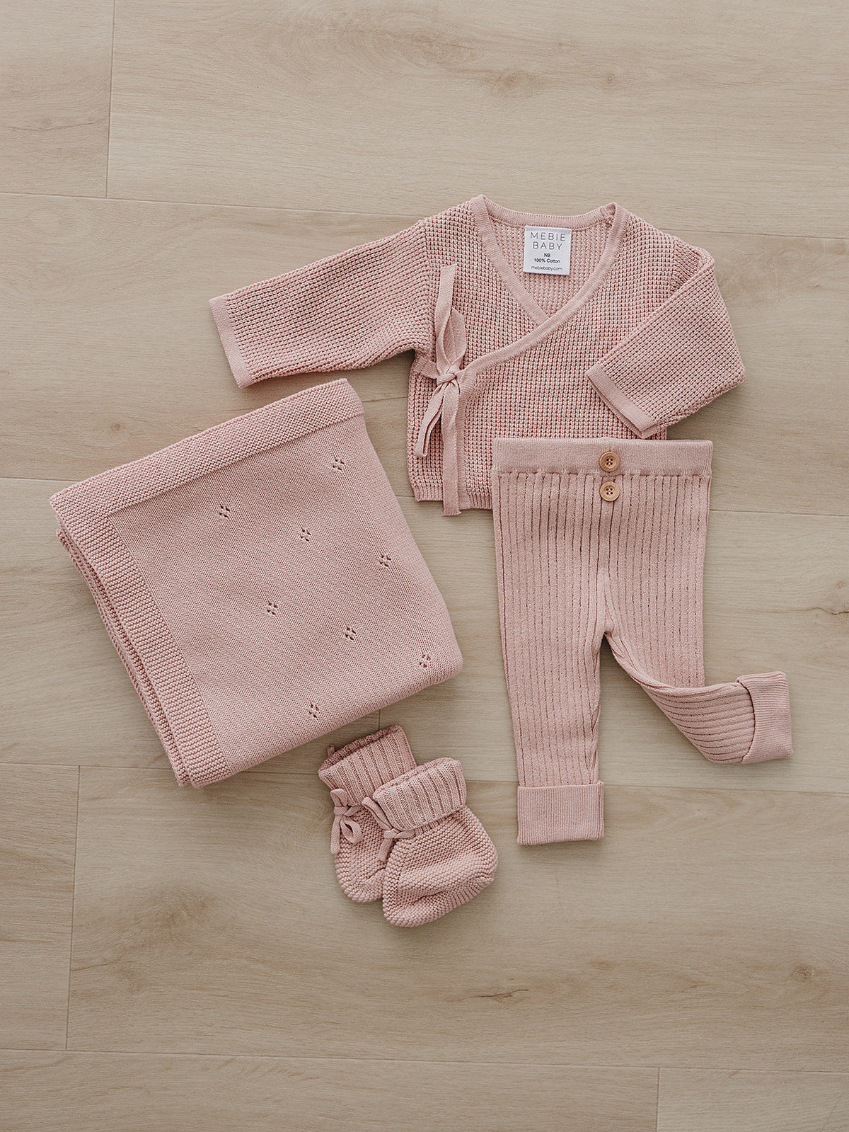 Blush Pink Pointelle Knit Blanket