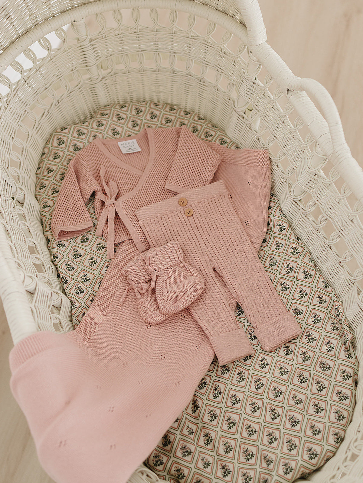 Blush Pink Pointelle Knit Blanket