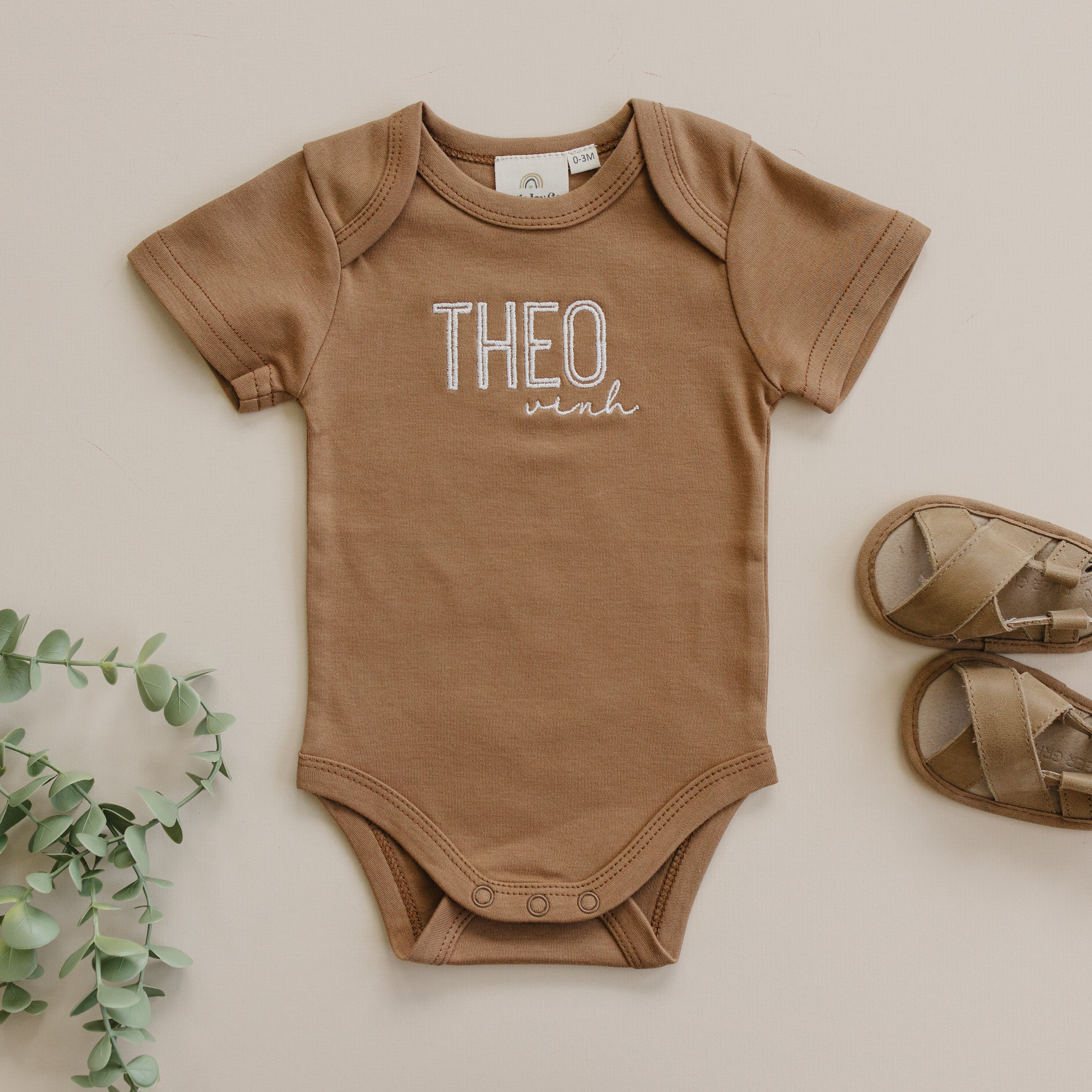 Custom Embroidered Organic Cotton Bodysuit or T-Shirt Romper - more colors