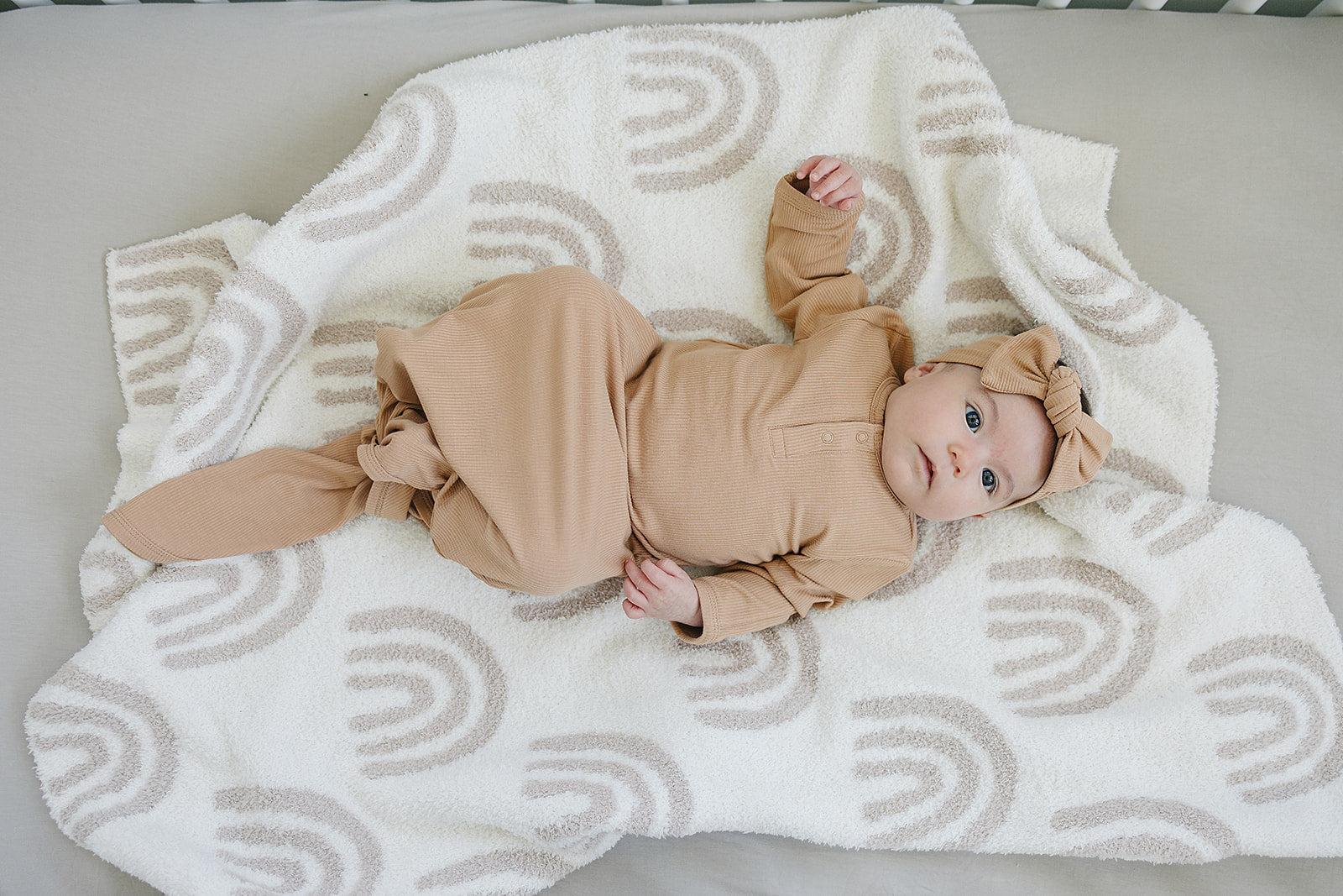 Latte Ribbed Bamboo Knot Gown  Mebie Baby   