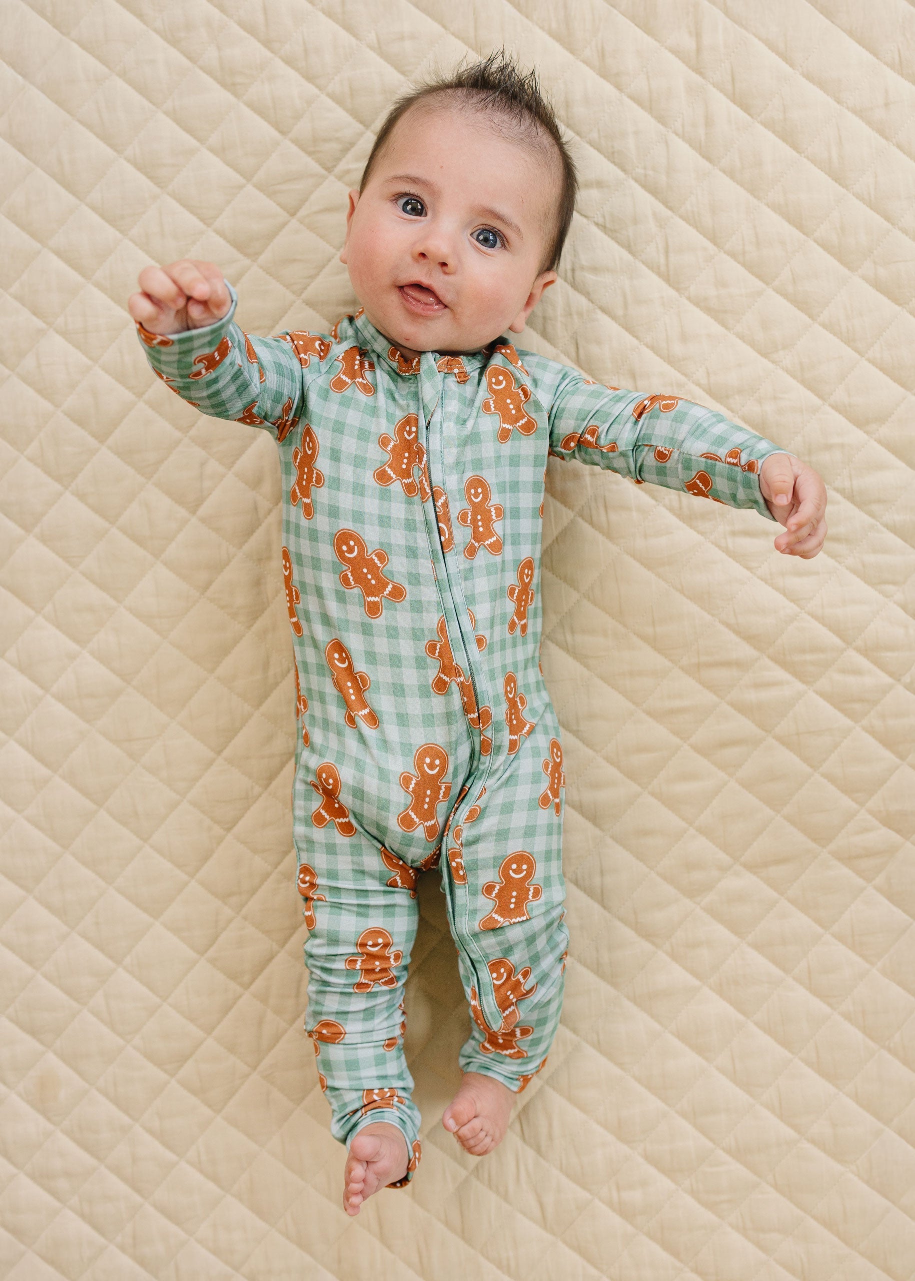 Bamboo Zip Romper | Gingerbread Gingham