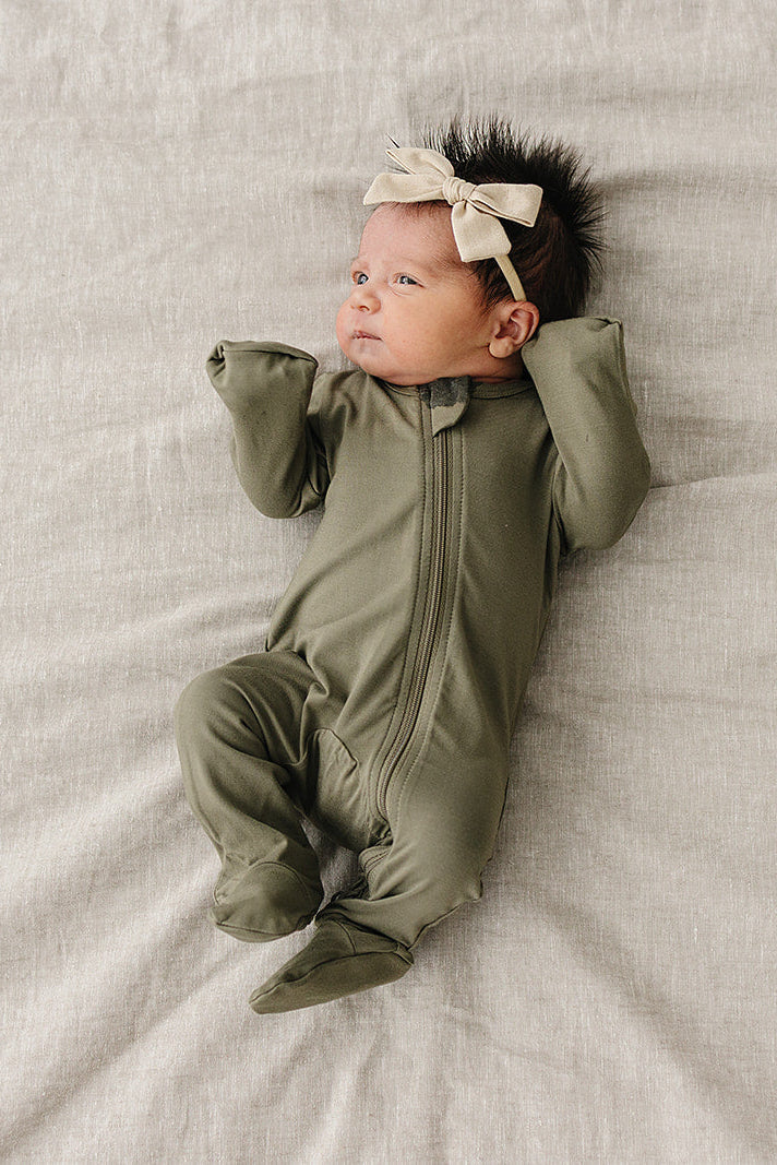 Olive Bamboo Footed Zipper